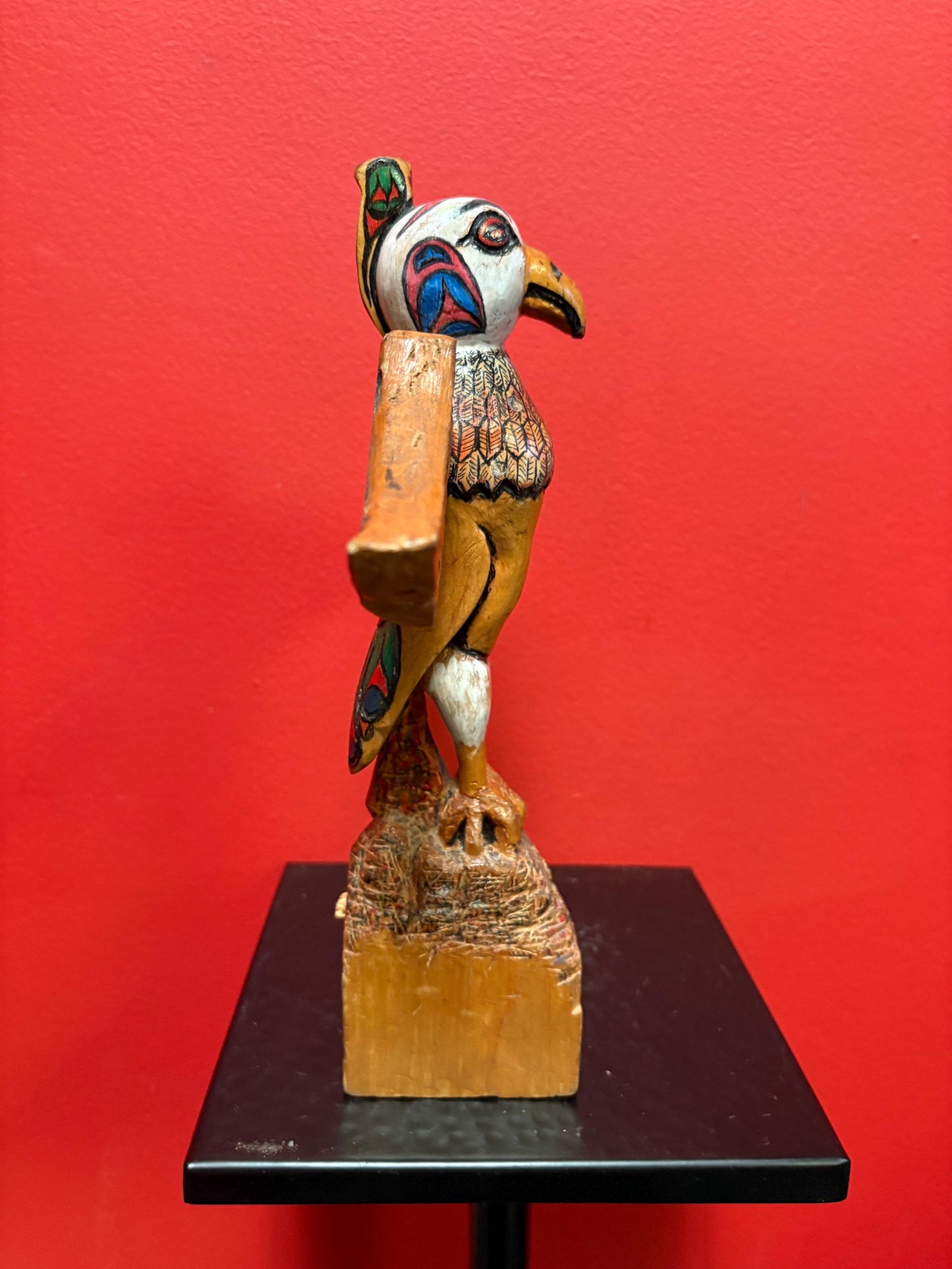 Fabulous older primitive indigenous first nations Pacific Northwest coast Eagle totem pole - 11 inches by 10 inches  rare and great value