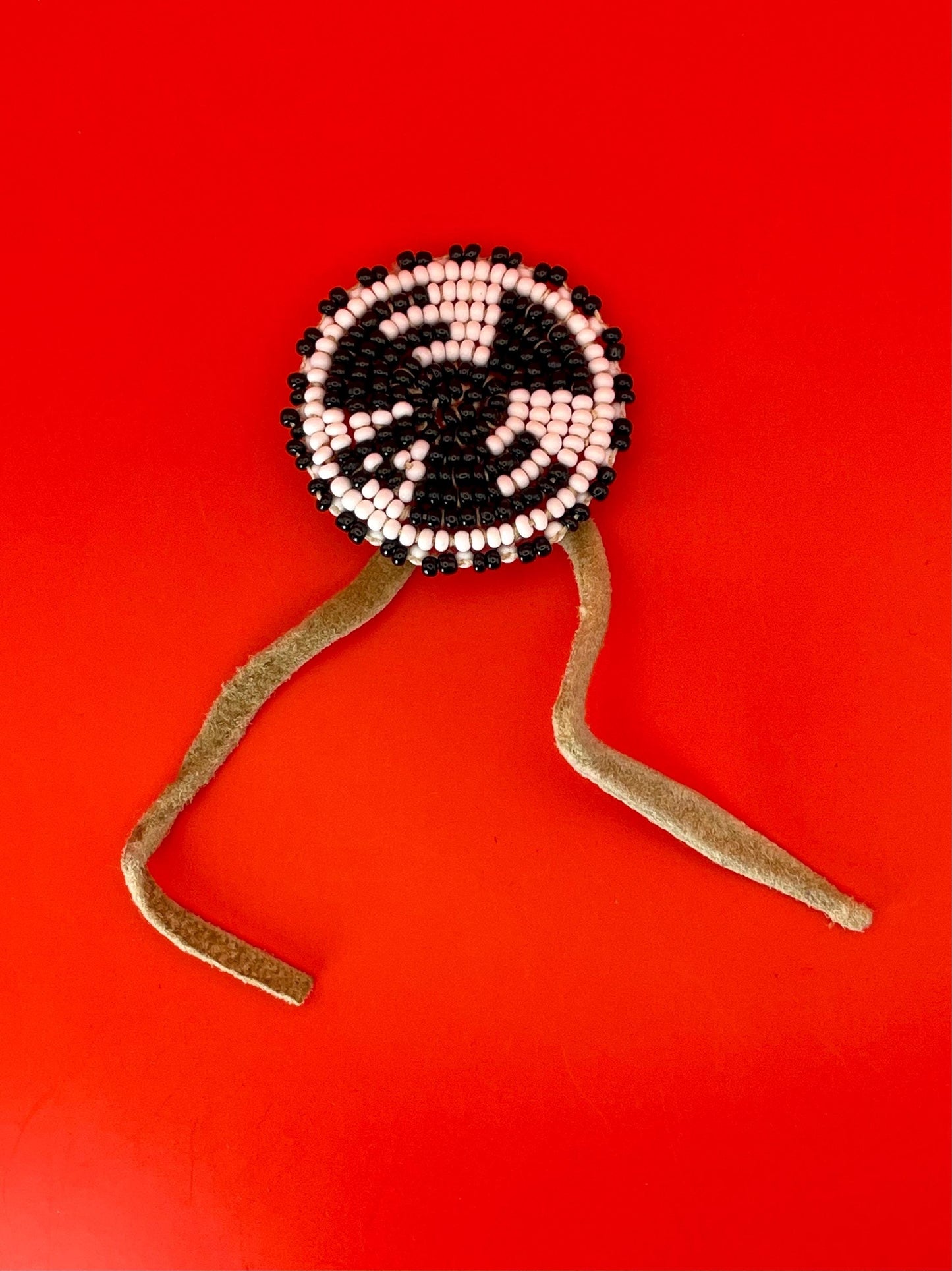 Handcrafted Indigenous First Nations Beaded Button  Eagle Design