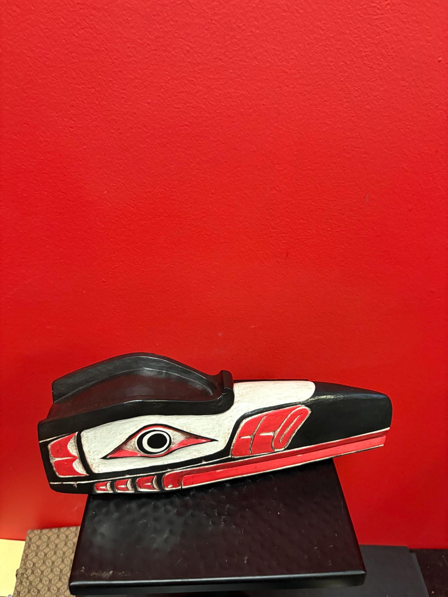 Wonderful indigenous first nation pacific north West Coast 11 x 3 1/2 high clapper mask by Artie george amazing quality and detail - wow