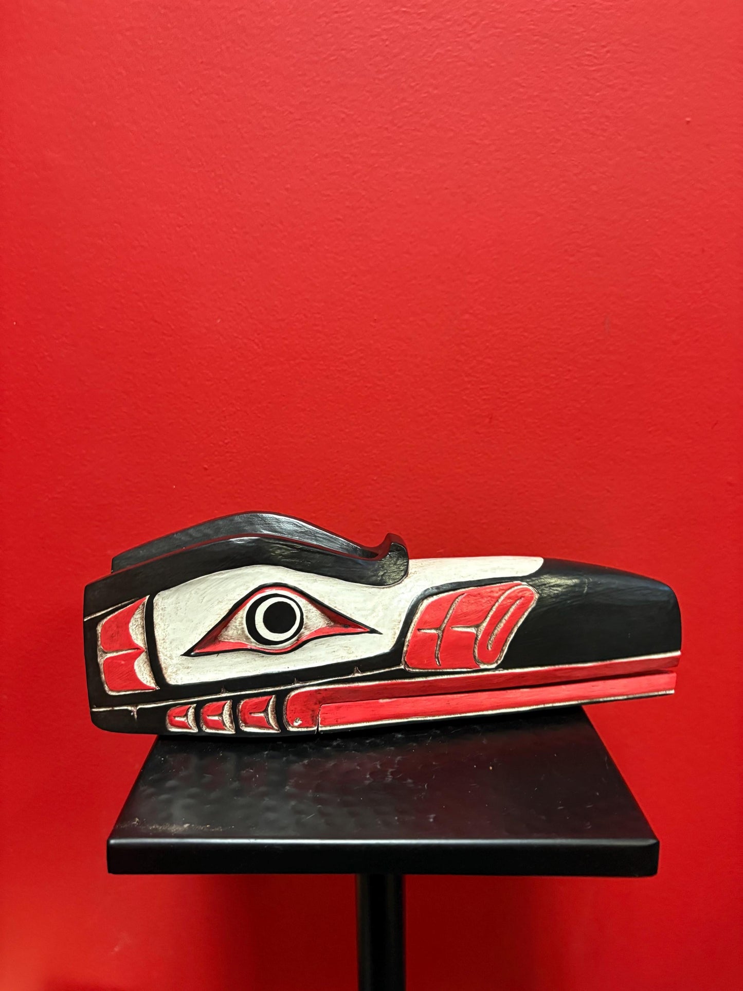 Wonderful indigenous first nation pacific north West Coast 11 x 3 1/2 high clapper mask by Artie george amazing quality and detail - wow
