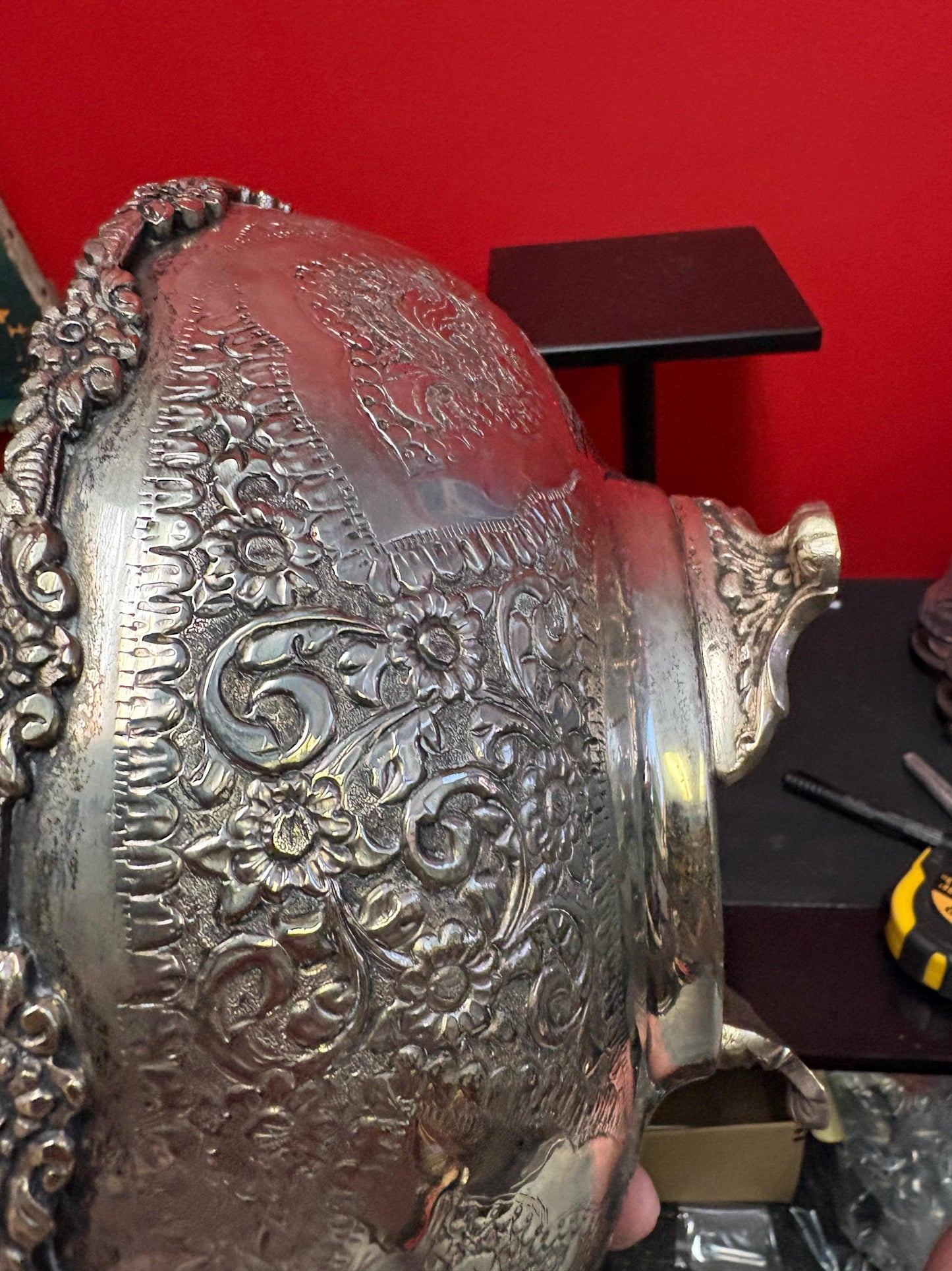 Stunning antique English silver plated, heavily decorated bowl 10 x 6 high great quality and perfect gift wow price