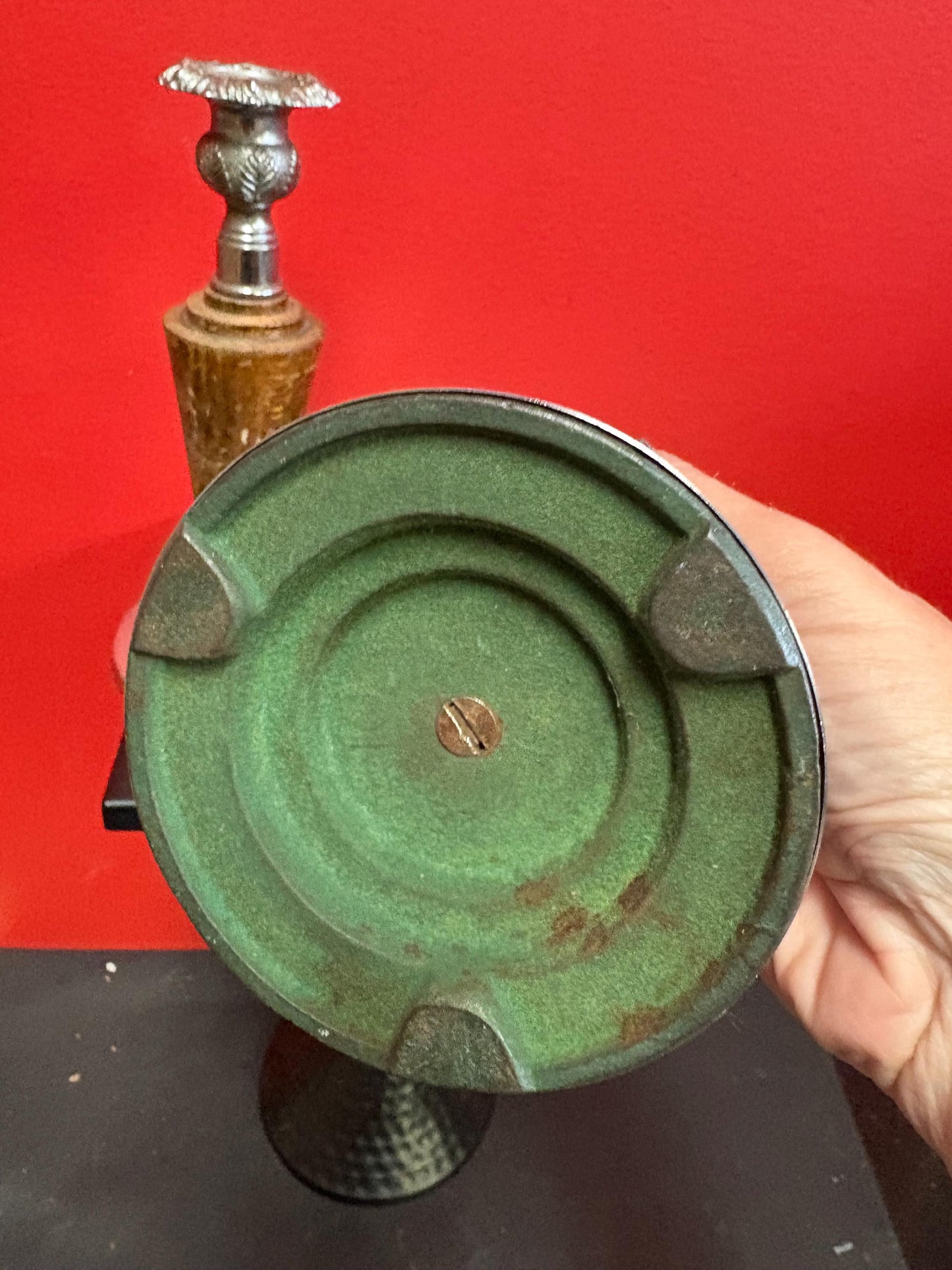 Pair of lovely 9 inch antique oak and silver plate candlesticks  perfect for the table or a gift  great value