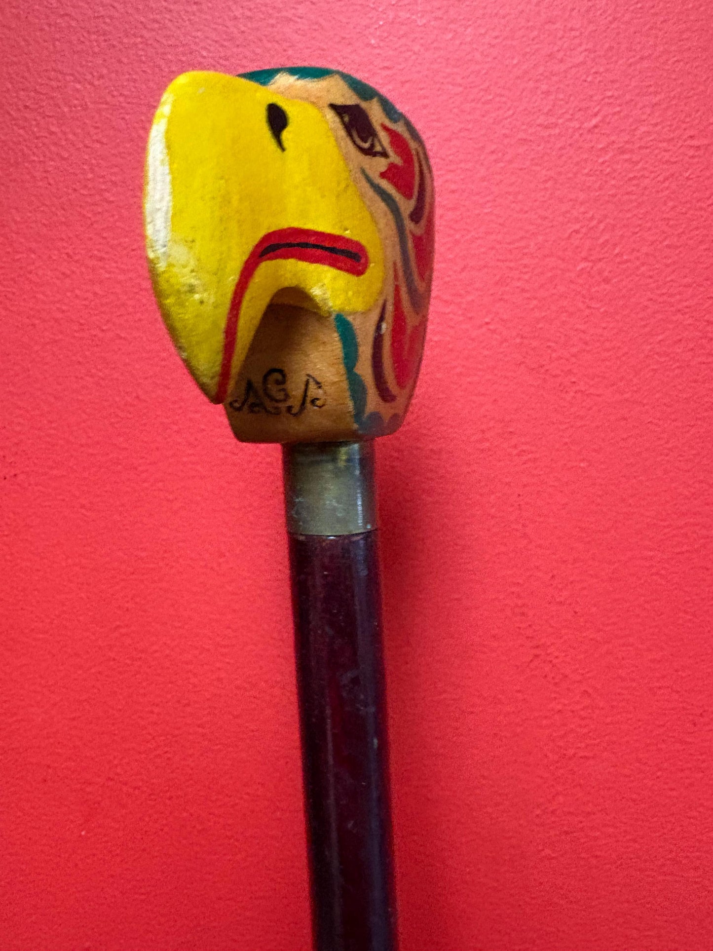 Wonderful 37 inch long African walking stick with amazing handle well carved great to use or gift