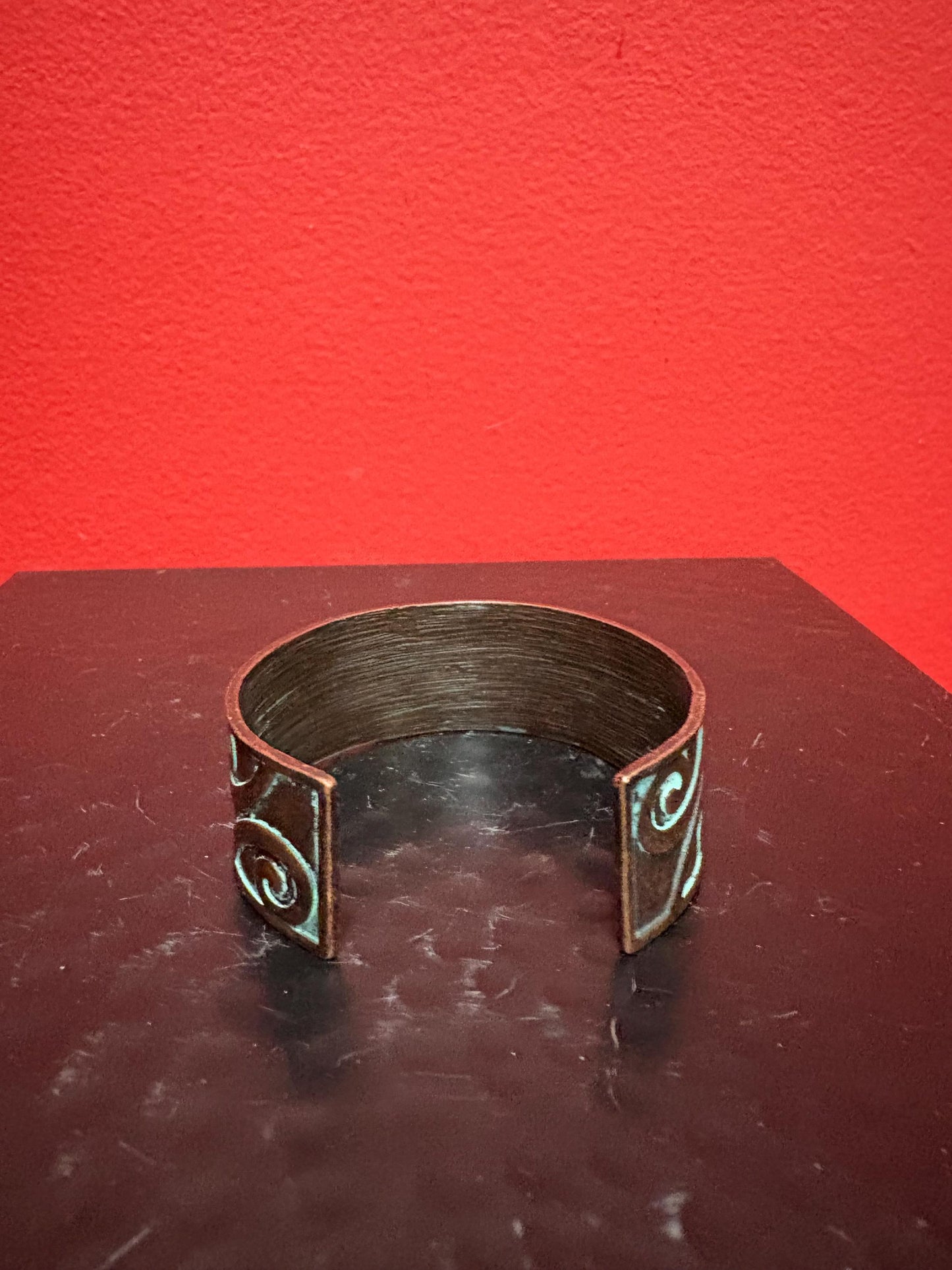 Beautiful antique copper 2.5  half inch wide bracelet with cool oxidization character  great gift