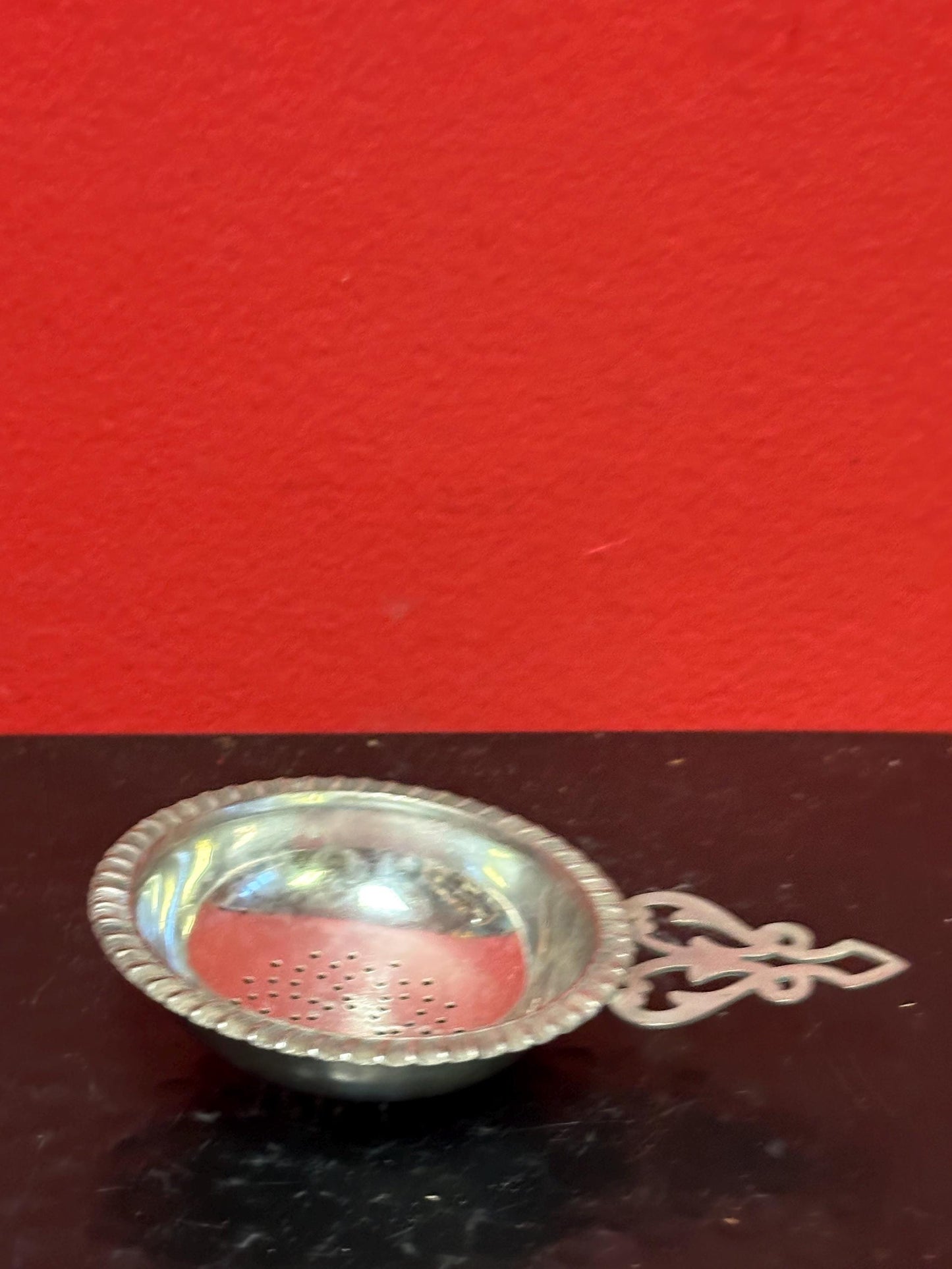 Lovely four inch silver plated English tea strainer  great gift