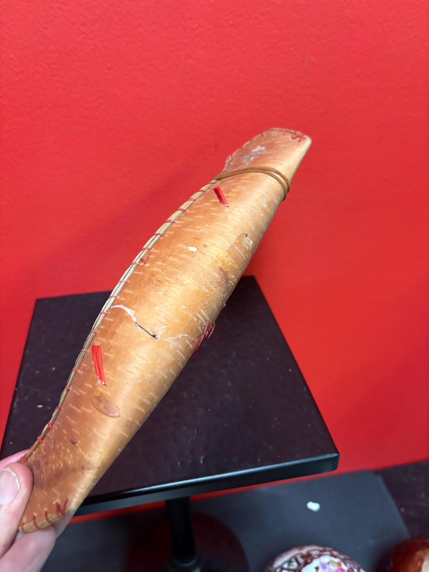 Indigenous first Nations 9 inch cedar bark canoe