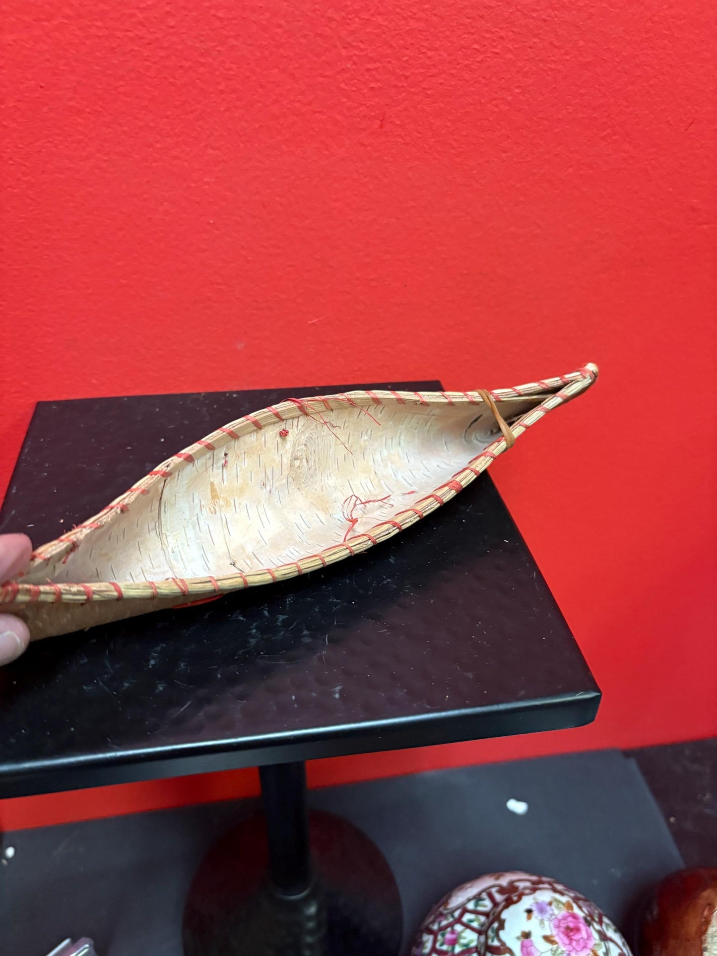 Indigenous first Nations 9 inch cedar bark canoe