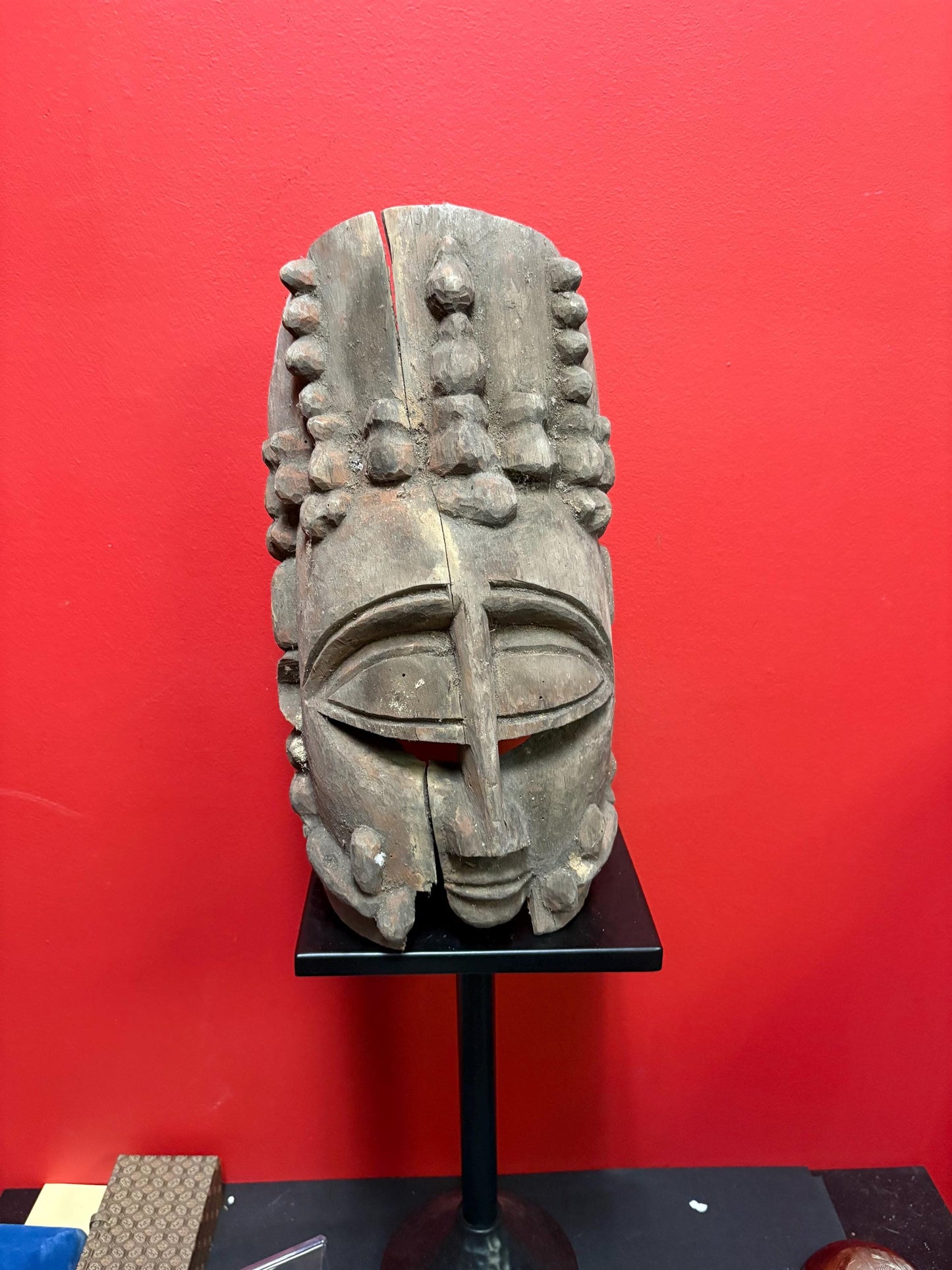 Early antique African mask some damage and 13 inches long seems ceremonial and very cool
