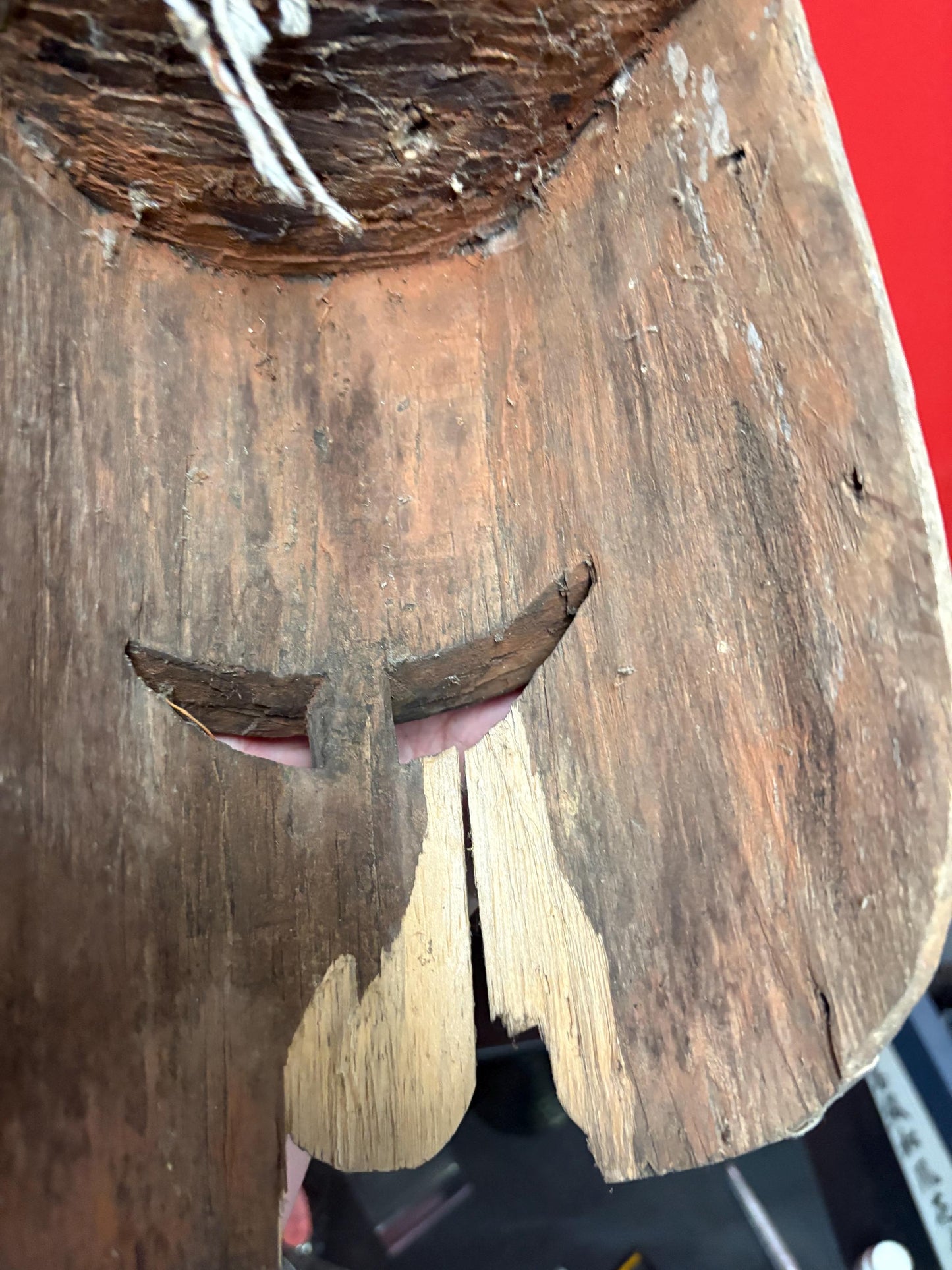 Early antique African mask some damage and 13 inches long seems ceremonial and very cool