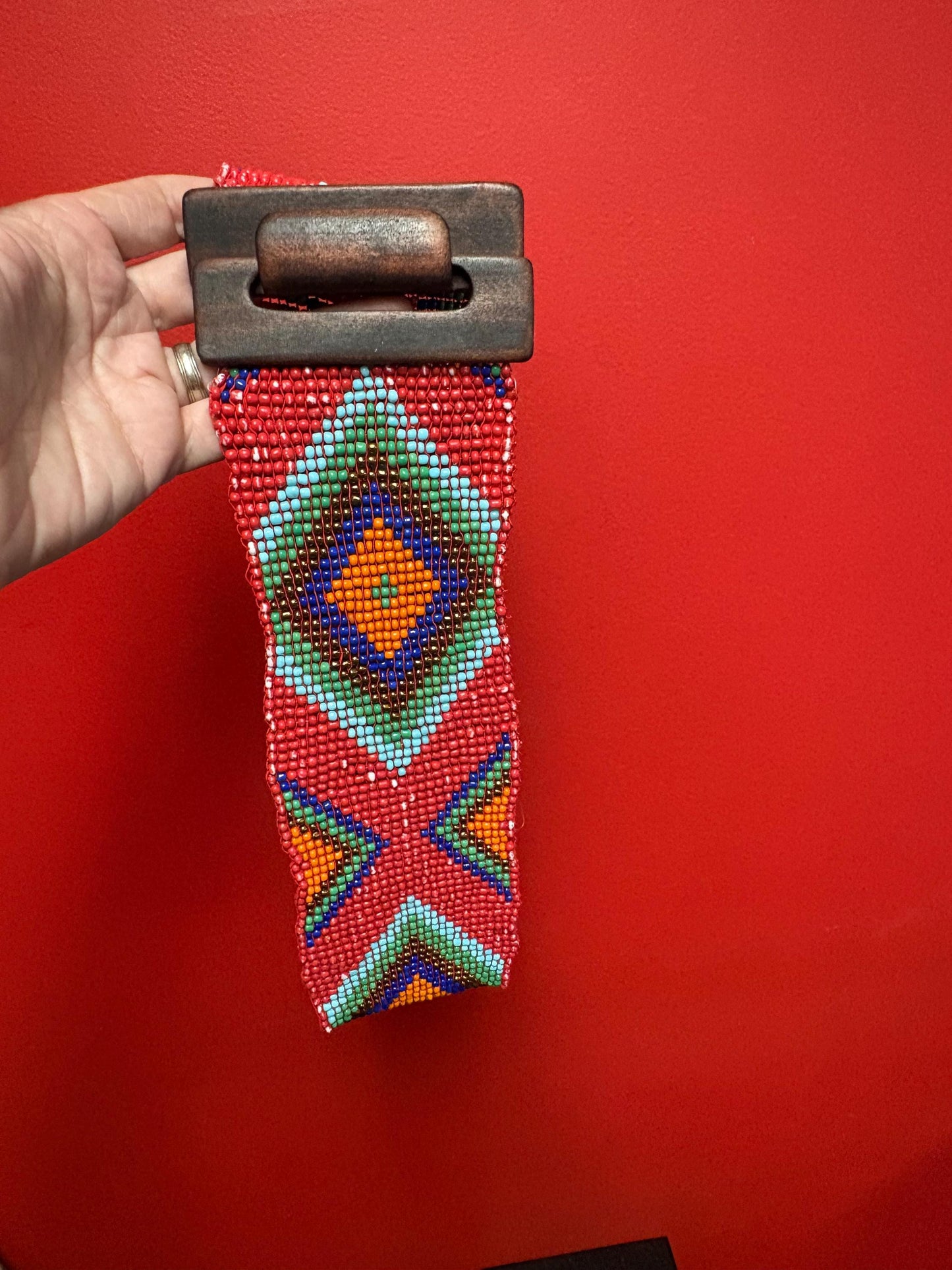 Stunning indigenous beaded 24 x 8 wide belt amazing colours so Unusual