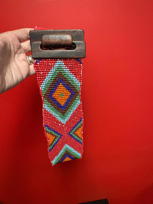 Stunning indigenous beaded 24 x 8 wide belt  amazing colours  so Unusual