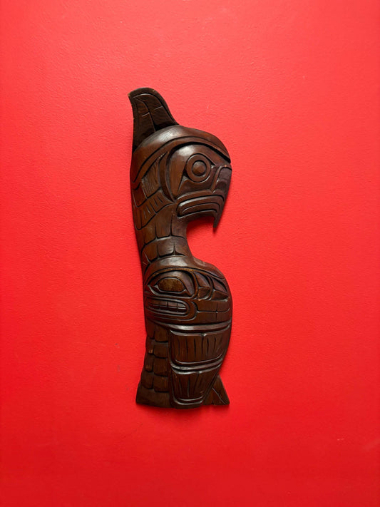 Absolutely stunning 18 x 5 indigenous first nation pacific north West Coast Eagle killer whale transformation plaque  well carved unsigned