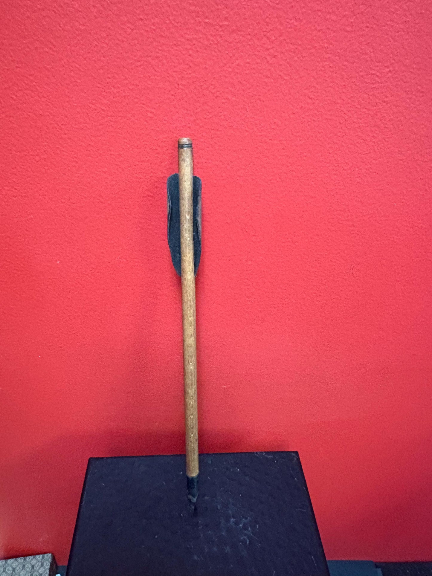 Beautiful small model  antique indigenous first nations wood leather and metal spear  unique and fabulous