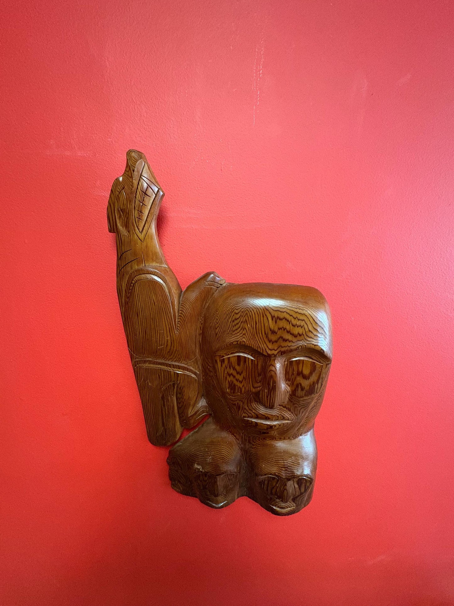 Beautiful indigenous Pacific Northwest Coast first Nations 21 x 12“ wide transformation cedar plaque very unusual and beautiful wow