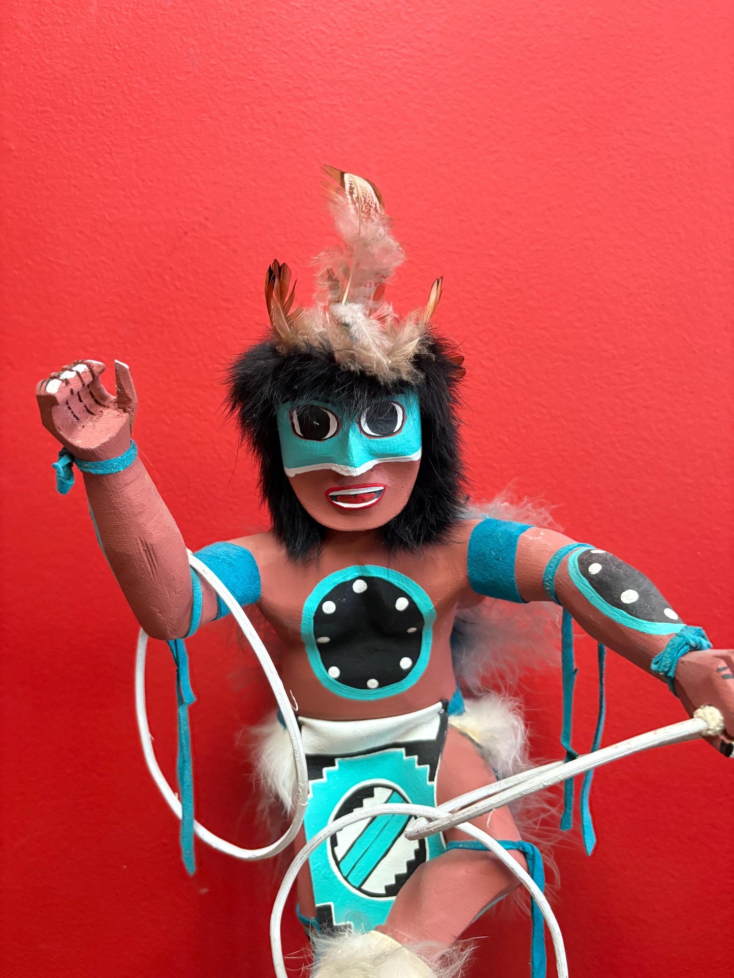 Beautiful huge Navajo American HOPI  KACHINA dancing doll  14 inches tall in perfect condition  wow - signed
