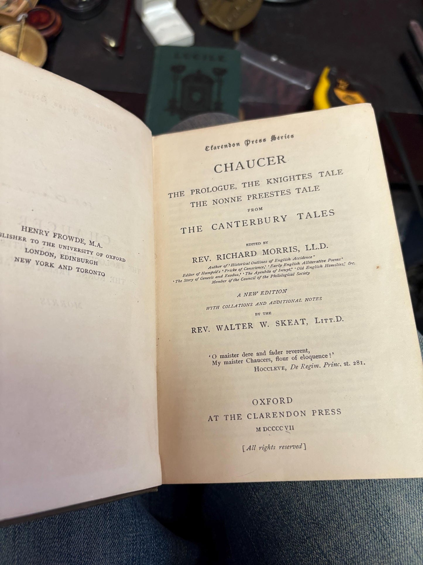 Beautiful antique copy of Chaucer prologue and Knights tale circa 1910 with pencil notes antique condition