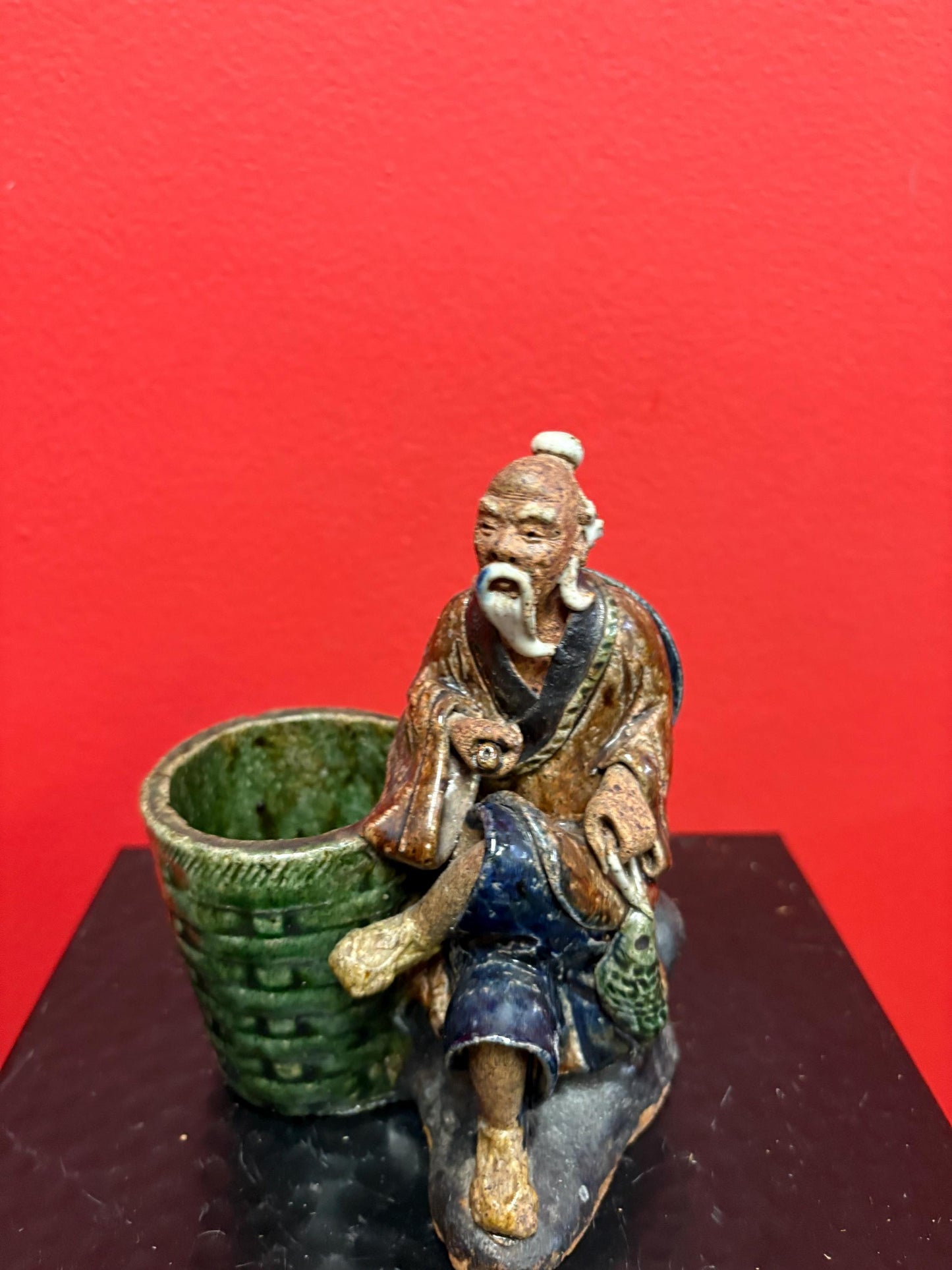 Lovely antique 5 inch tall Chinese mud man  great condition - older unusual one