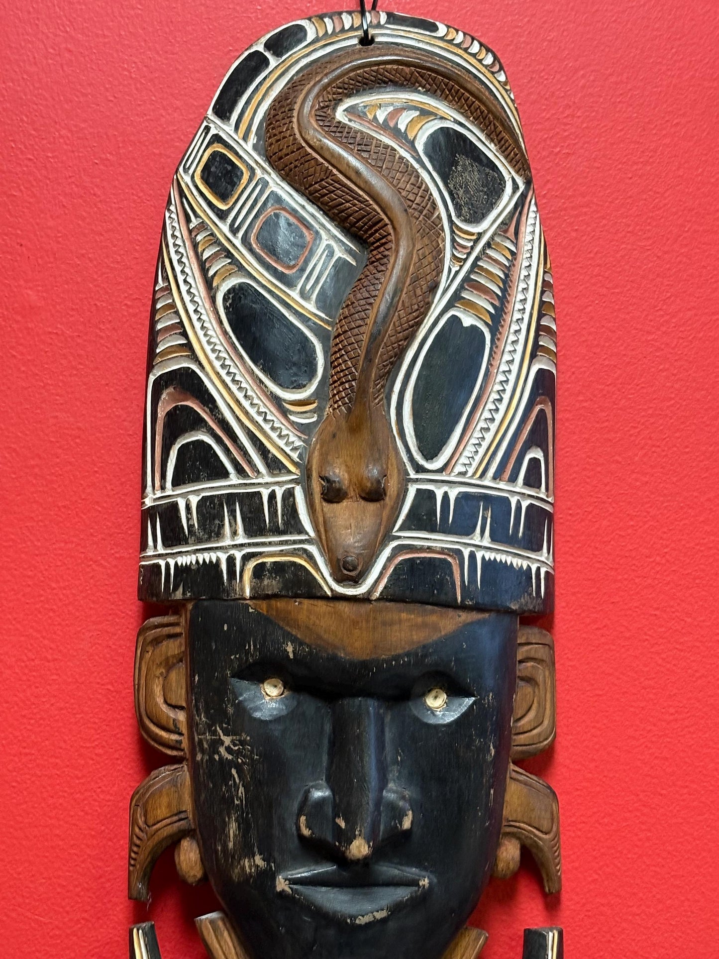Stunning older African mask 27 x 8 inches great imagery- nice quality and detail wow