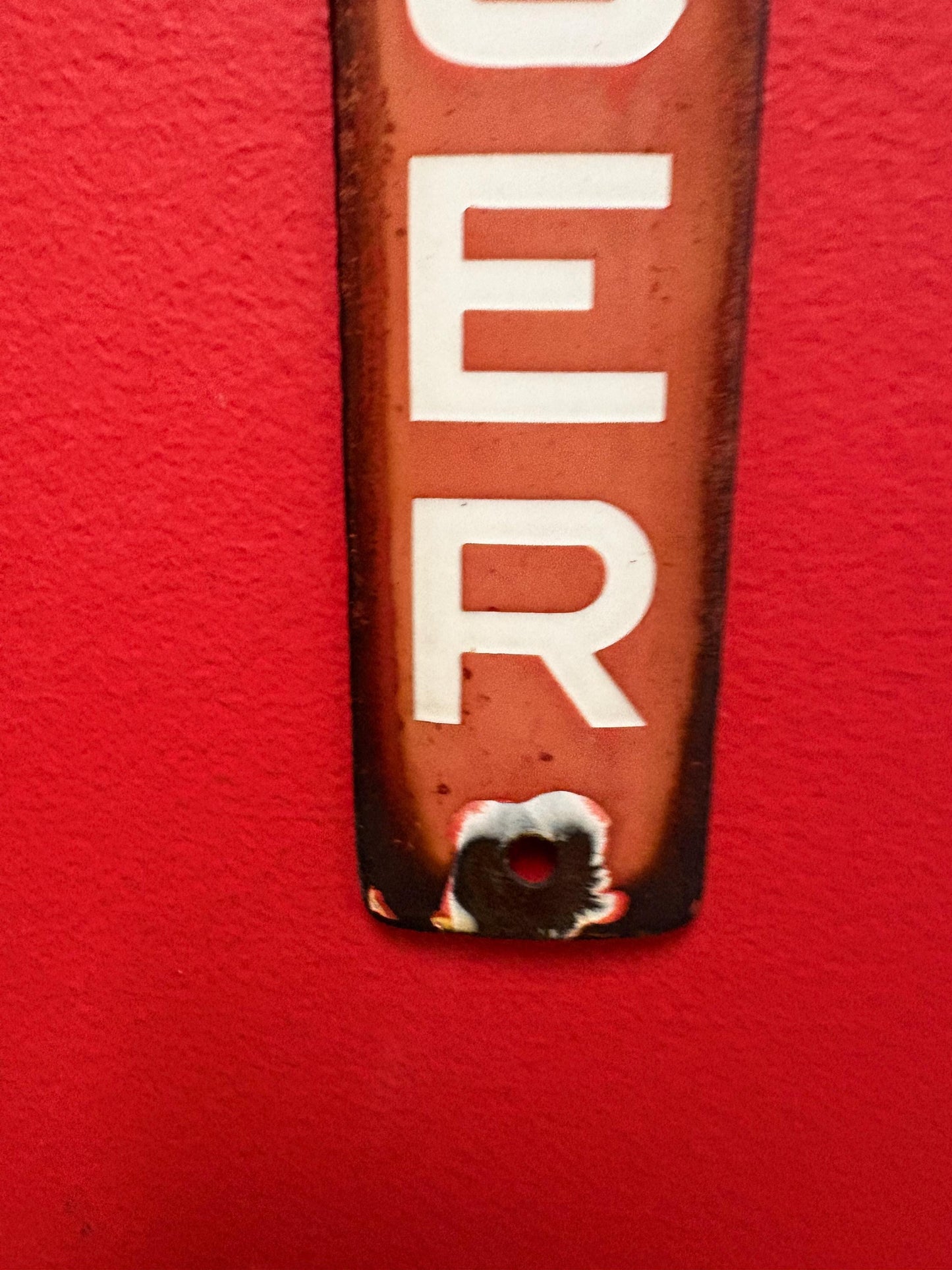 Truly amazing antique 12 x 2“ porcelain enamel danger sign pretty good condition great value