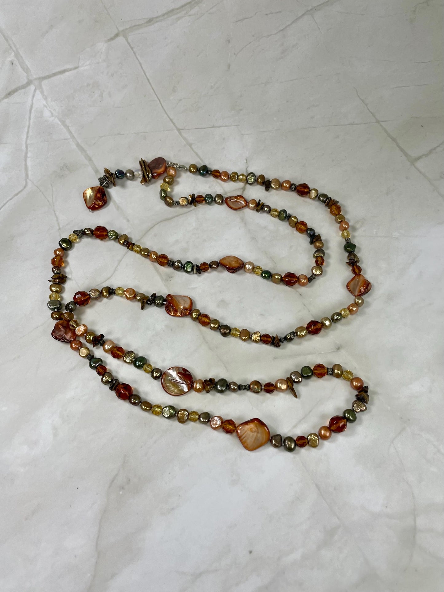 Cool approx 24 inch long bead necklace  great colour  good value   funky