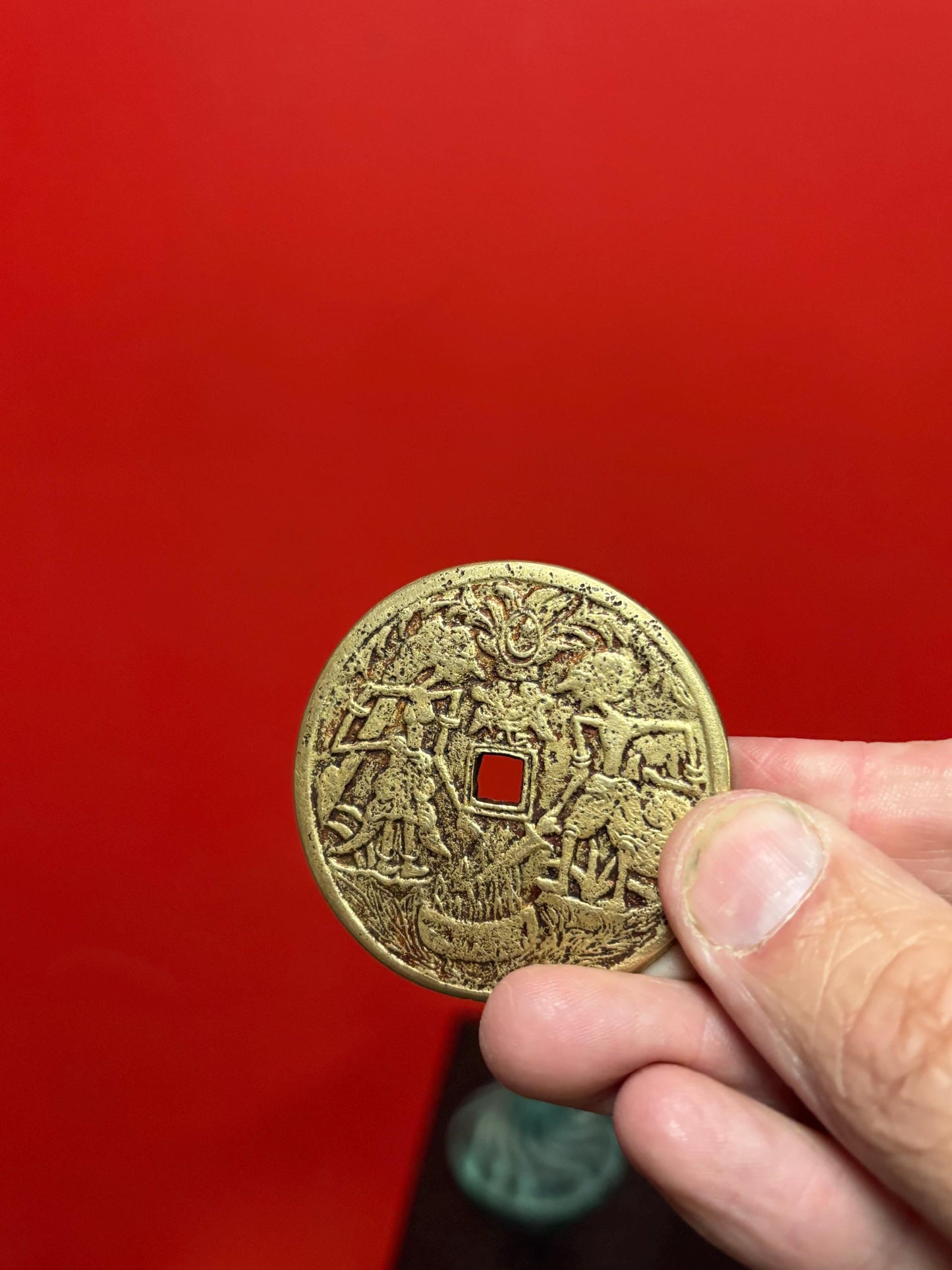 Old Chinese 2 inch bronze medallion coin