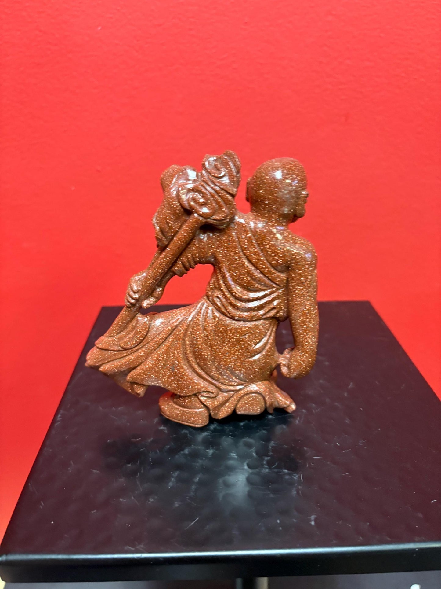 Beautiful antique 5 inch Chinese gold stone figure of a warrior great condition and very unusual estate piece