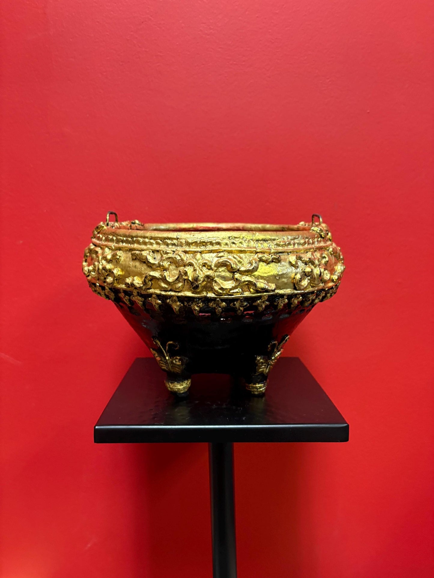 Beautiful 6 x 4 1/2 high Burmese lacquer bowl great condition antique beauty - Wowzers