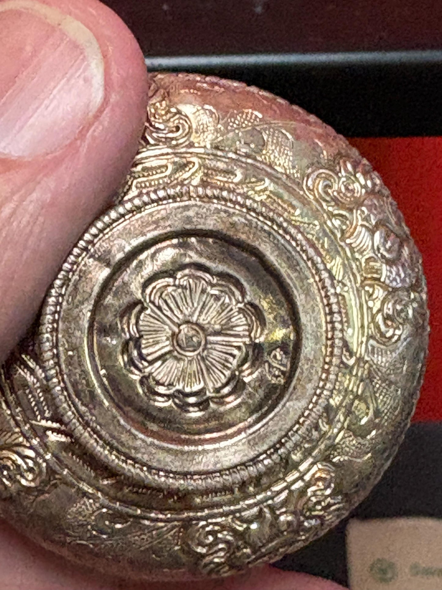 Beautiful Nepalese 2 x 1 high silver and wood ceremonial cups very lovely detail price for pair