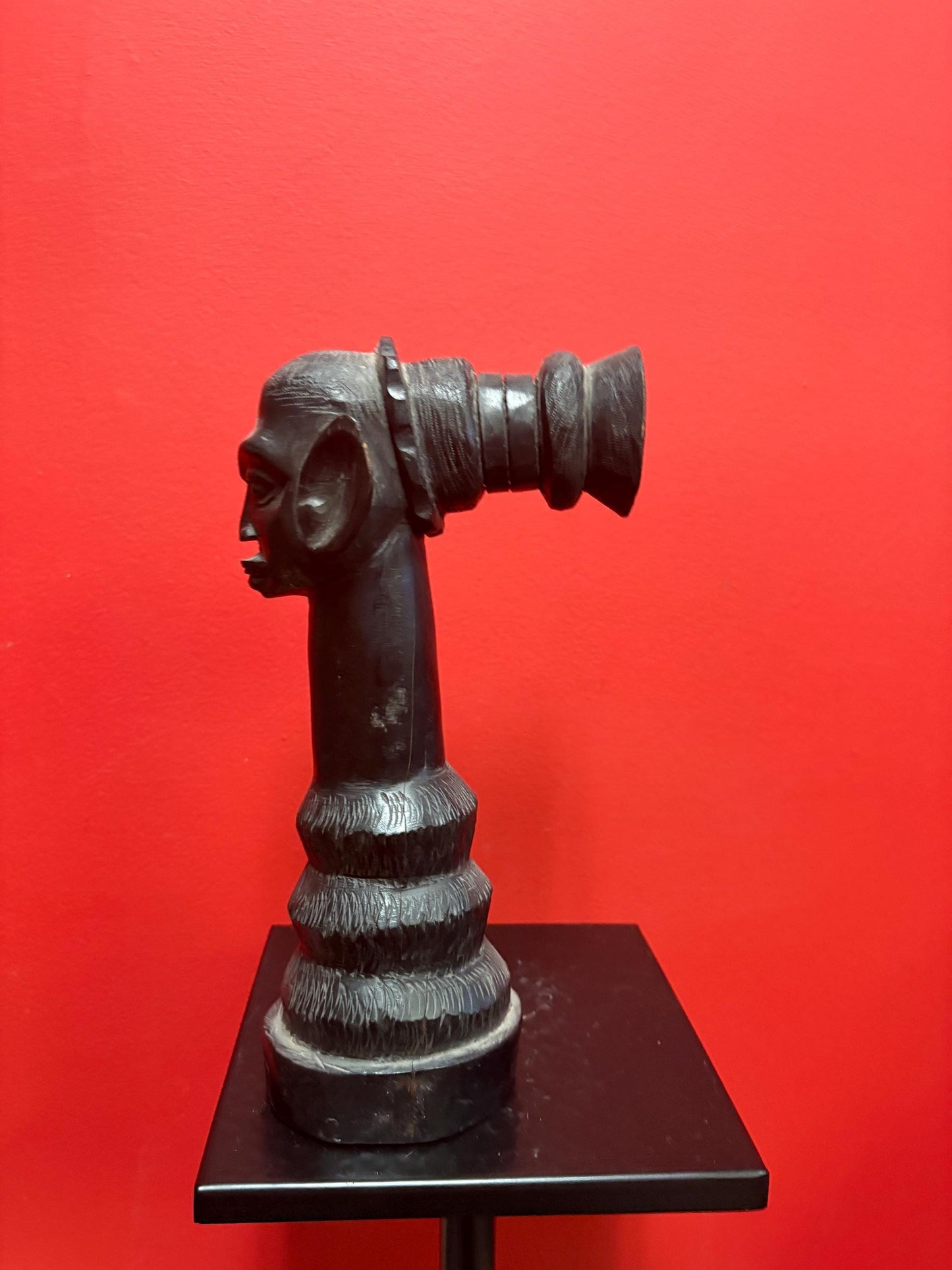 Wonderful African antique 10 inch tall statue of a face with elongated neck unusual and heavy great gift