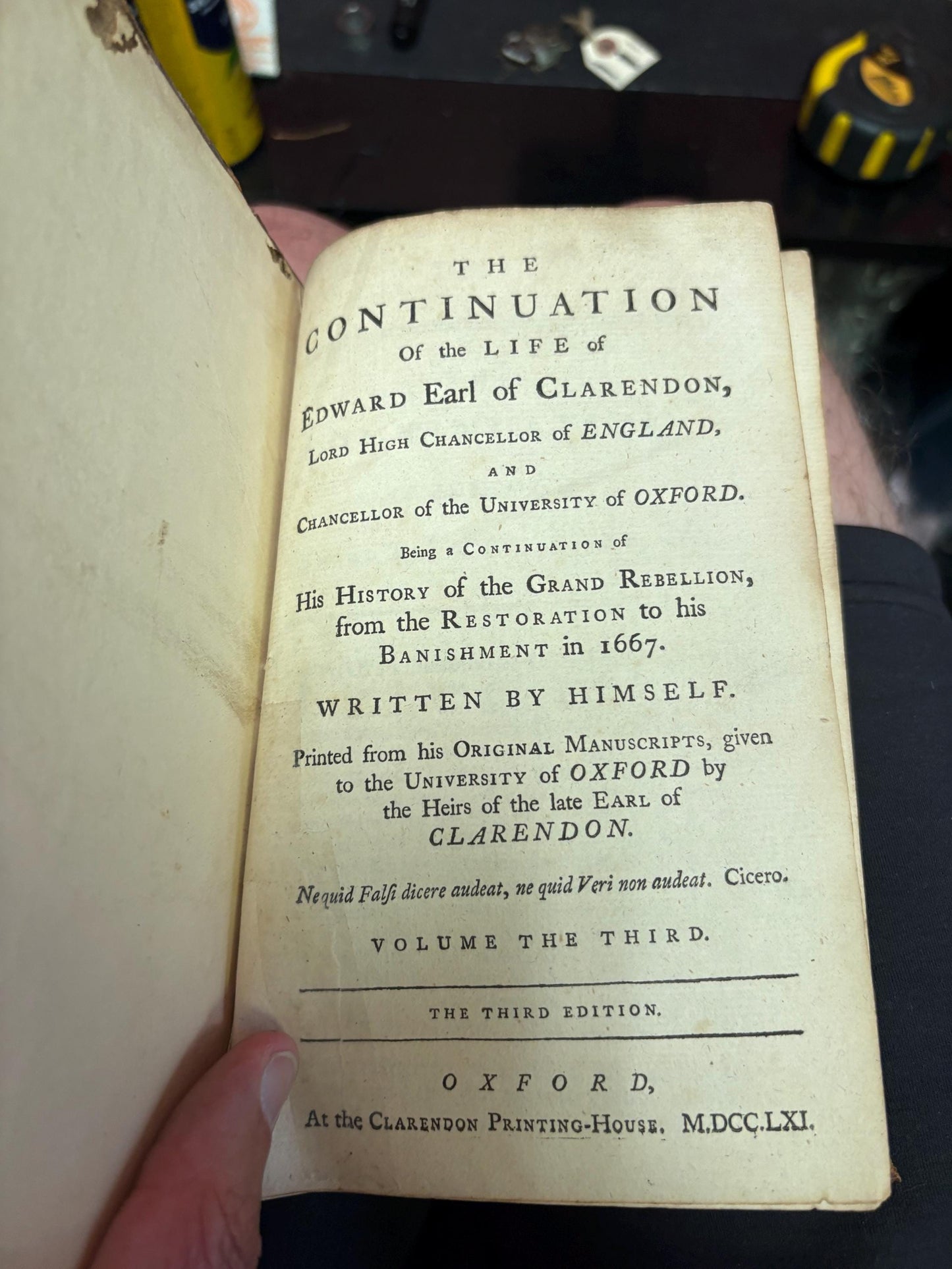 Beautiful late 17th century copy of life of CLARENDON covers detached great display