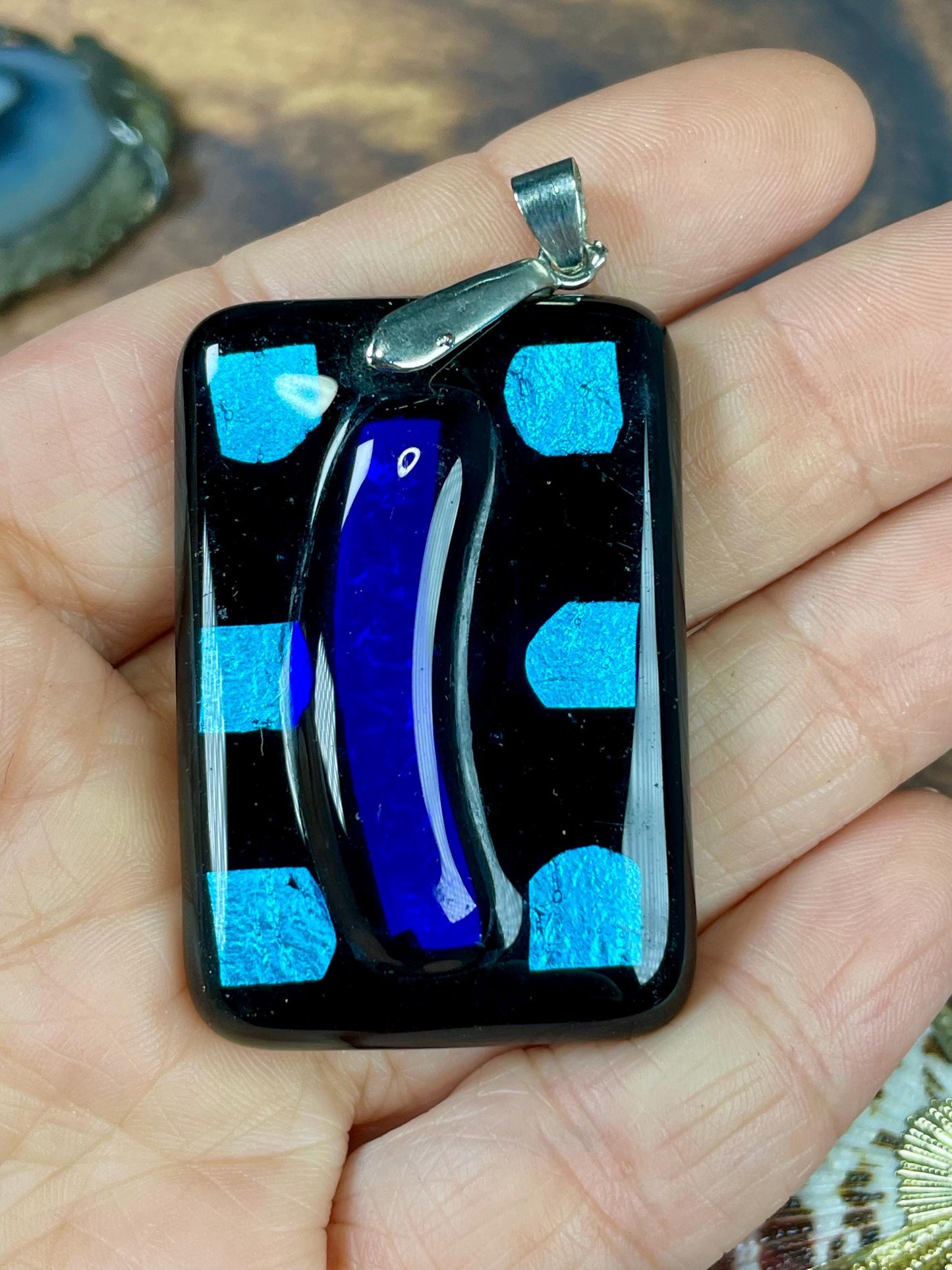 Mixed 7 Pendant Lot  Stone, Shell, Metal and Glass Accents