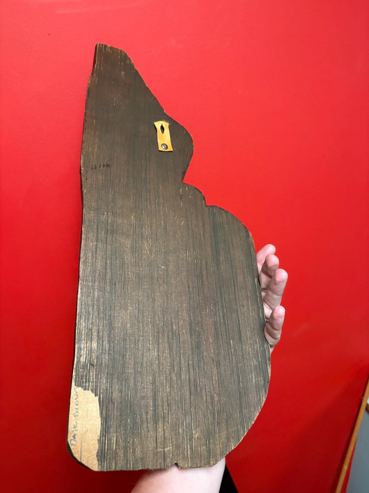 Lovely 19 inch tall signed indigenous first nations Pacific Northwest Cedar transformation plaque RS