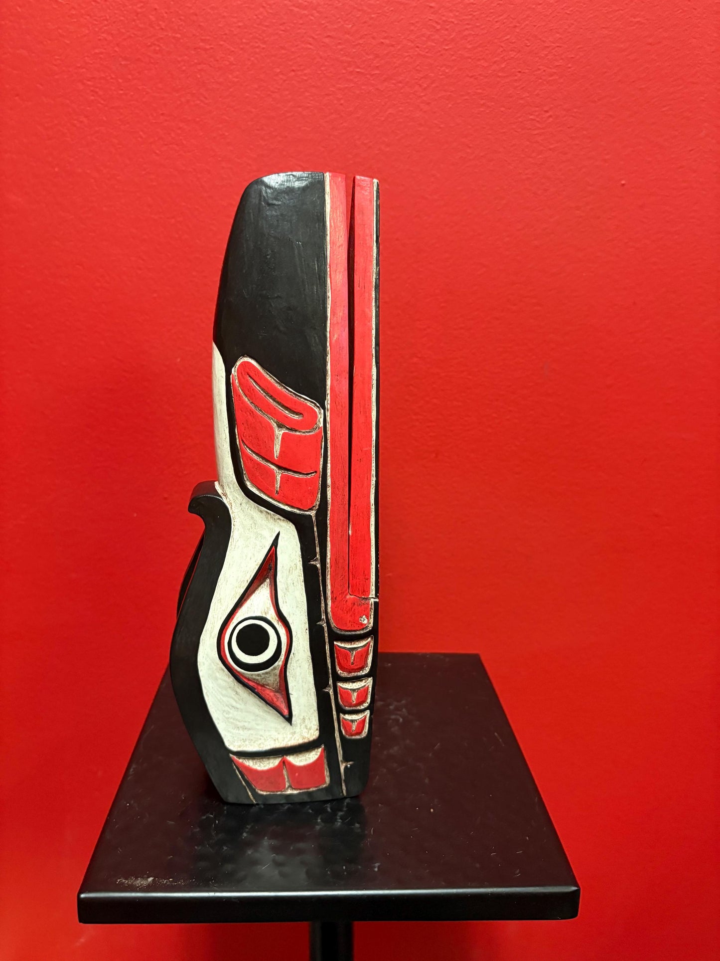 Wonderful indigenous first nation pacific north West Coast 11 x 3 1/2 high clapper mask by Artie george amazing quality and detail - wow