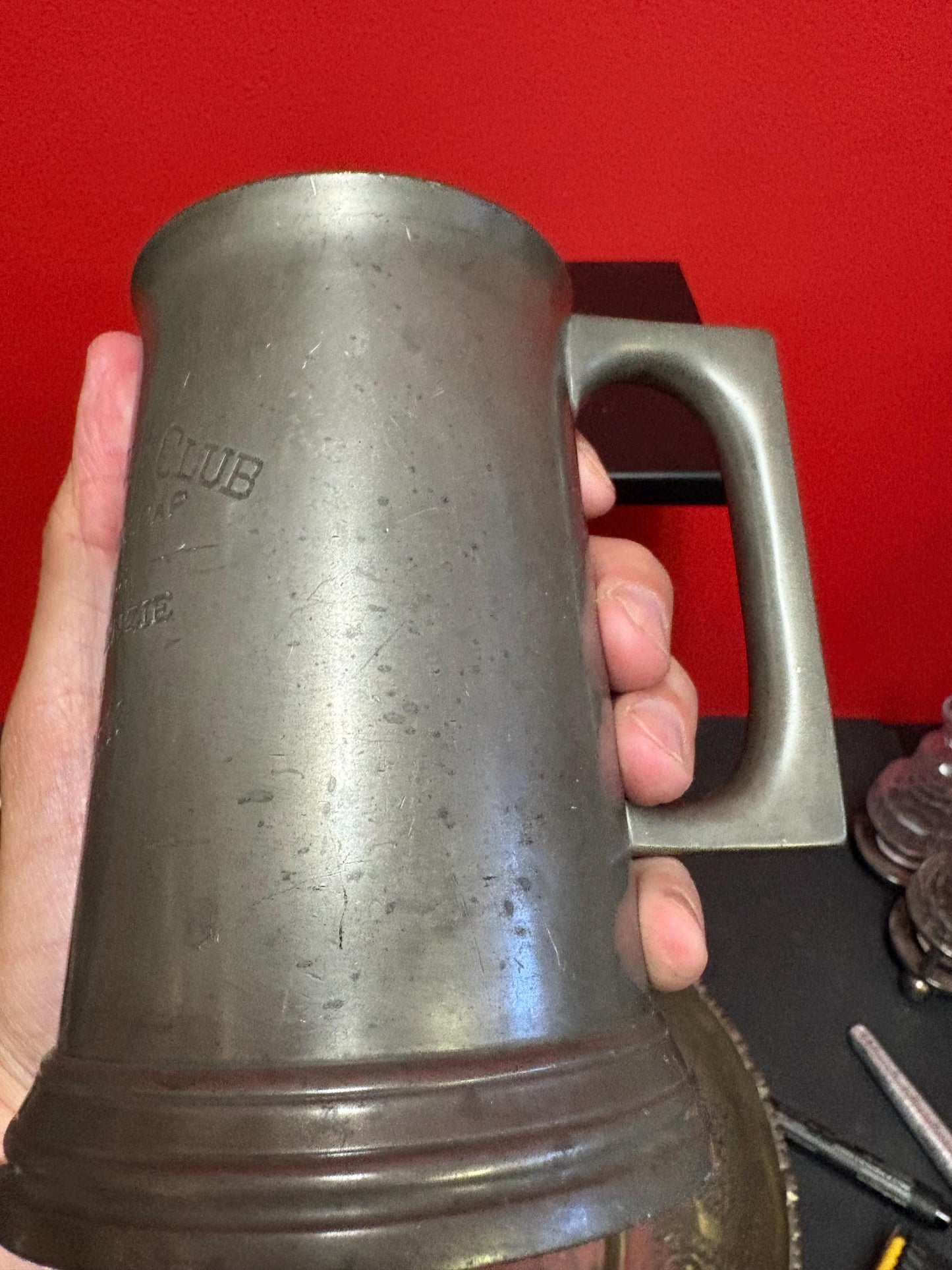 Beautiful silver plated antique golf trophy Stein can be polished