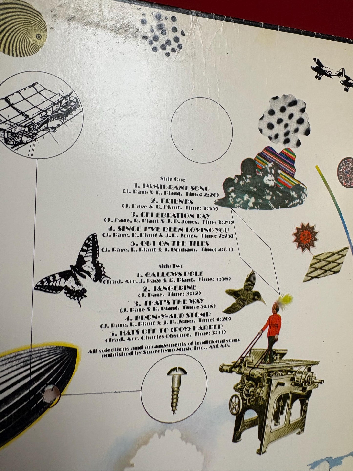 Rare amazing authentic led zeppelin III  red press  pretty good condition  see photos great value