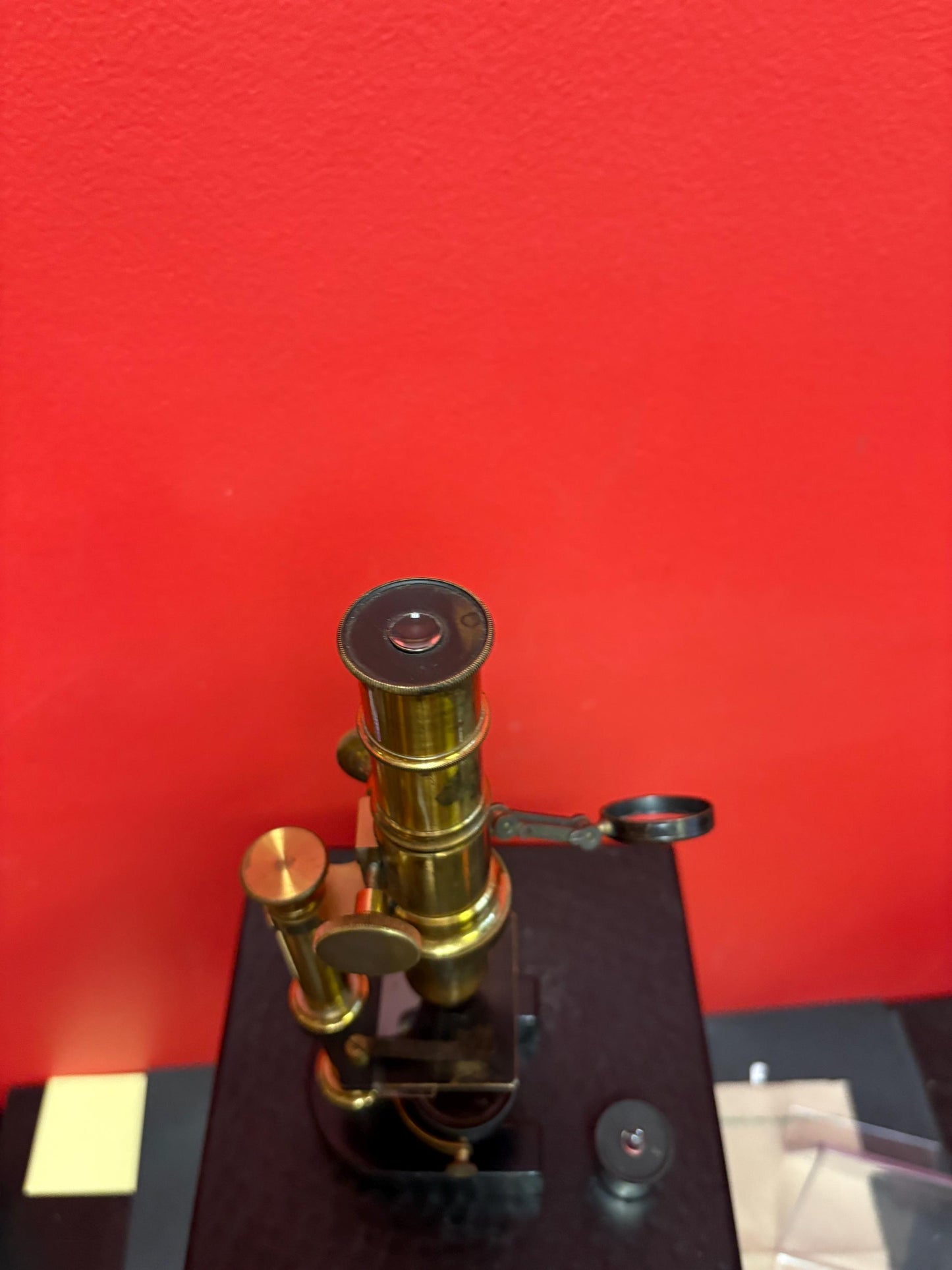 Beautiful antique 10 inch tall brass microscope with two lenses - seems to work fine in good antique condition great value