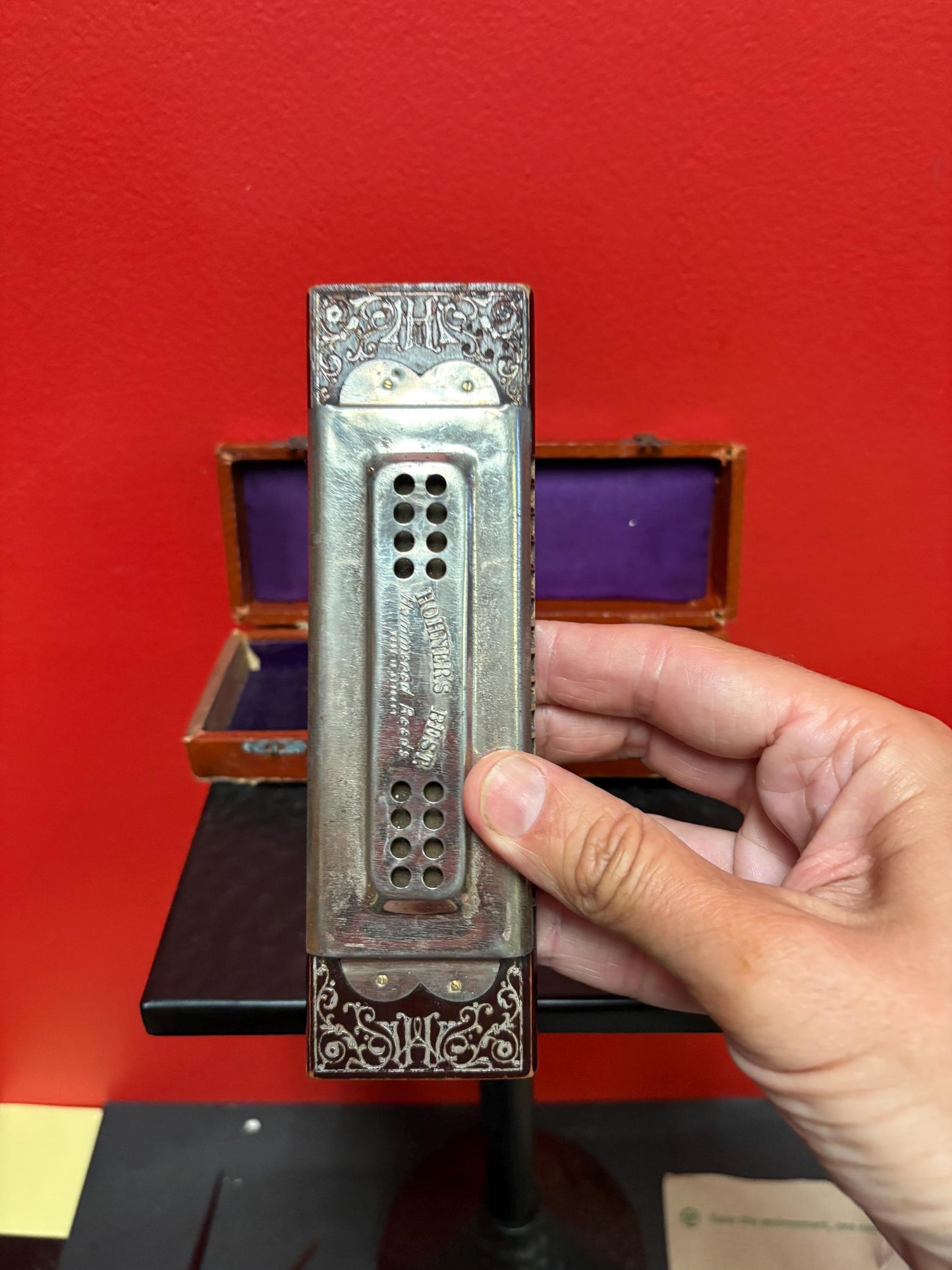 Beautiful antique 7 inch long HOHNER German harmonica great condition in original box - awesome piece - great value