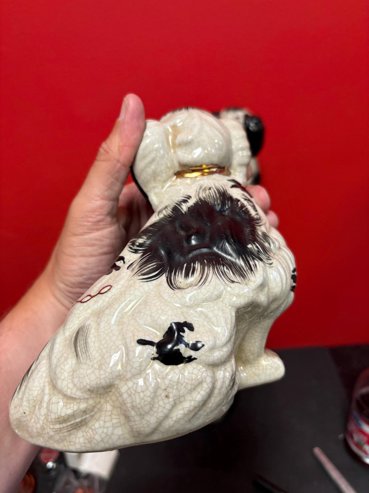 Beautiful 10 inch antique Staffordshire English spaniel dogs in mint condition  lovely subject and unusual  great pair