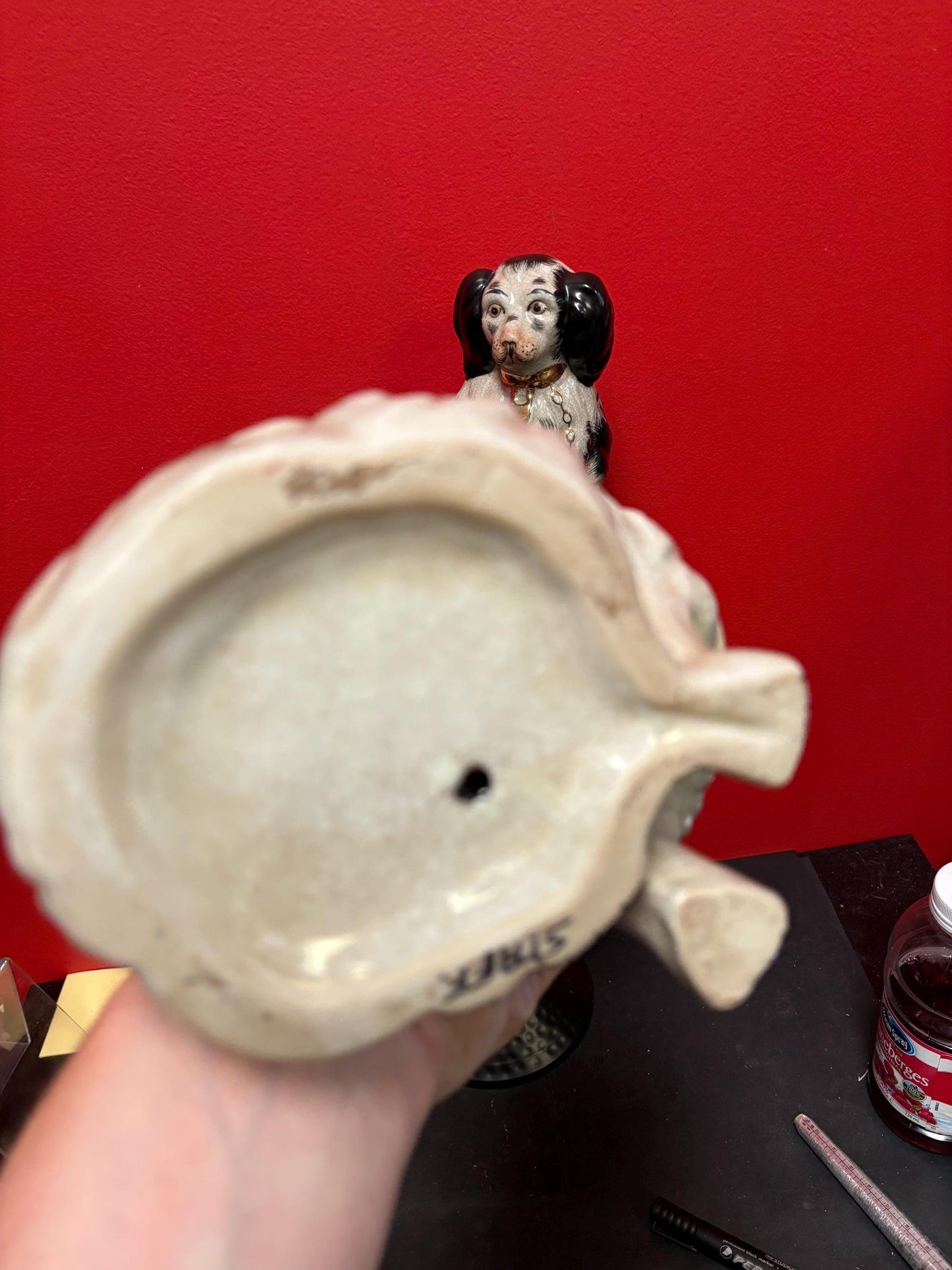 Beautiful 10 inch antique Staffordshire English spaniel dogs in mint condition  lovely subject and unusual  great pair