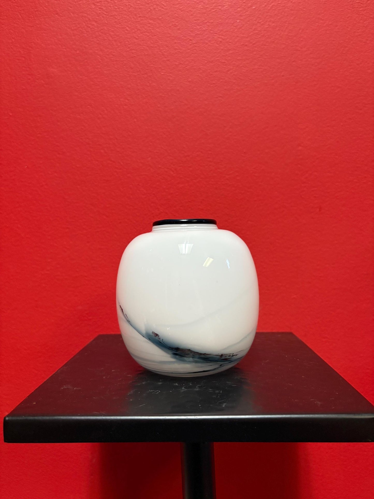 Danish Holmgaard Michael Bang glass vase 1970 mint condition rare - 5 inches tall - wow