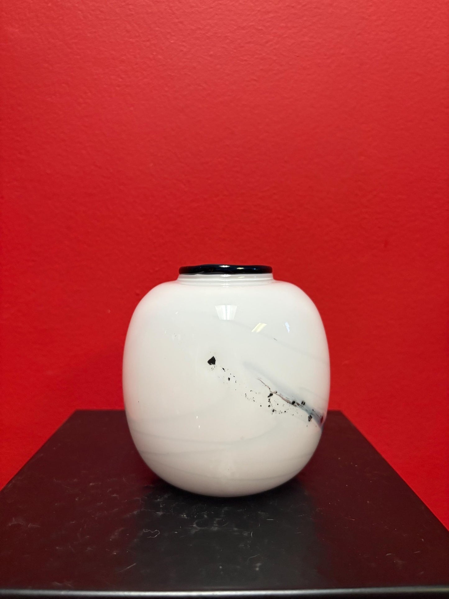 Danish Holmgaard Michael Bang glass vase 1970 mint condition rare - 5 inches tall - wow