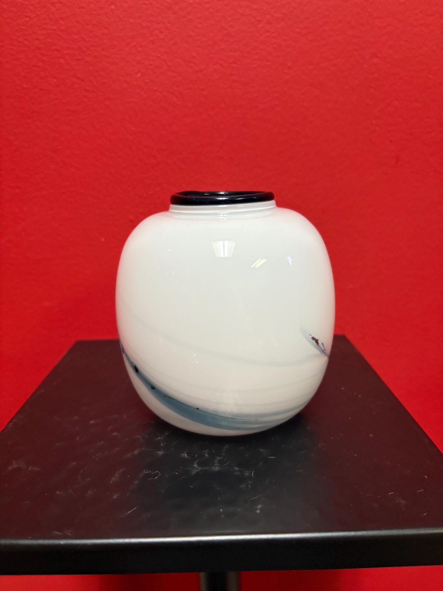 Danish Holmgaard Michael Bang glass vase 1970 mint condition rare - 5 inches tall - wow