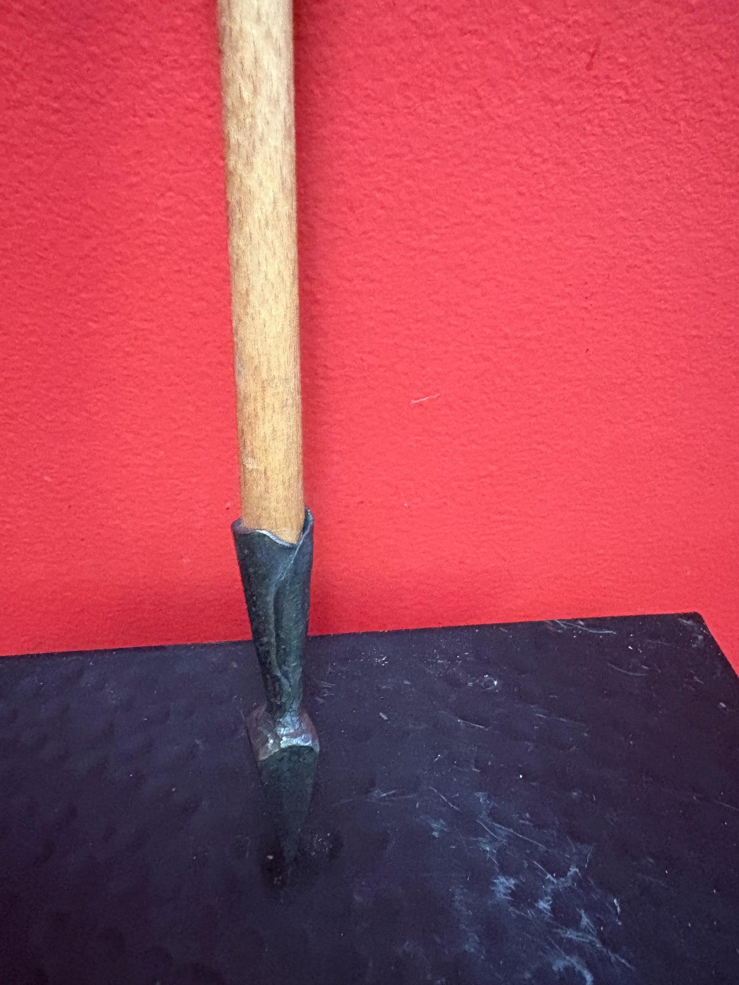 Beautiful small model  antique indigenous first nations wood leather and metal spear  unique and fabulous