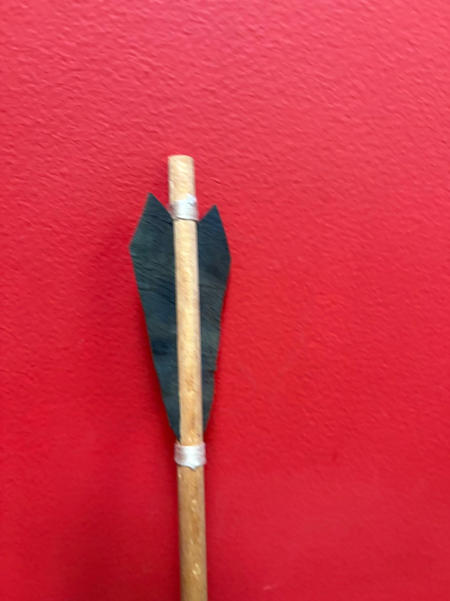 Beautiful small model  antique indigenous first nations wood leather and metal spear  unique and fabulous