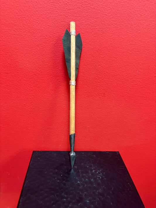 Beautiful small model  antique indigenous first nations wood leather and metal spear  unique and fabulous
