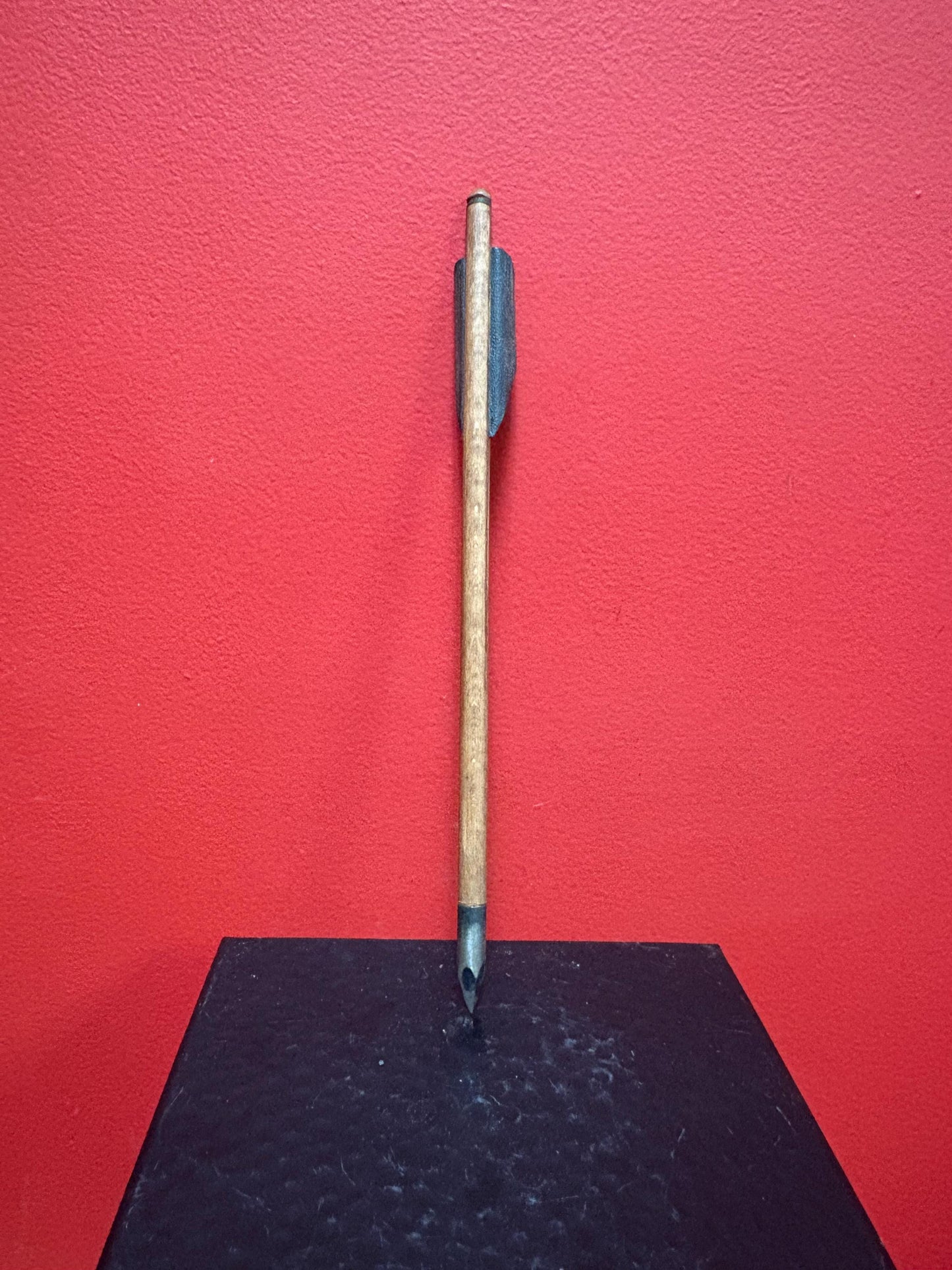 Beautiful small model  antique indigenous first nations wood leather and metal spear  unique and fabulous