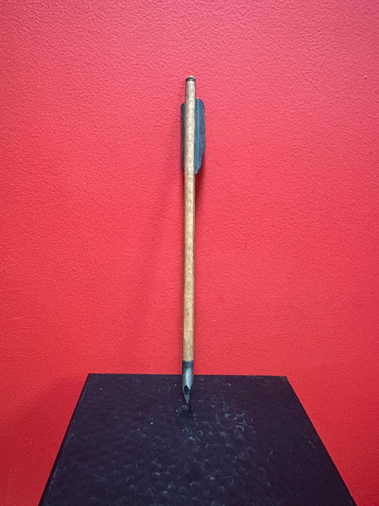 Beautiful small model  antique indigenous first nations wood leather and metal spear  unique and fabulous
