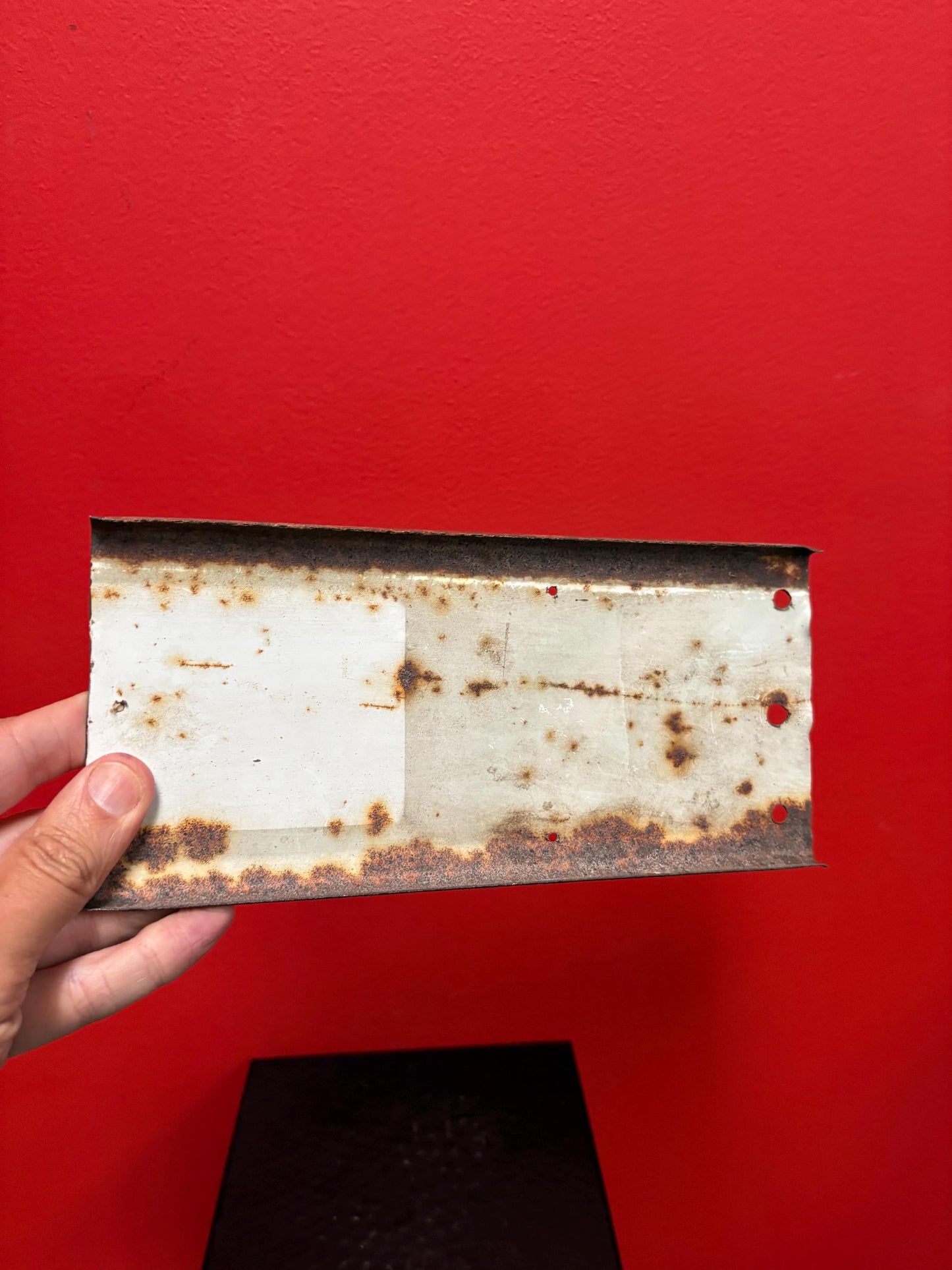 Beautiful 9 x 4 1/2 wide antique French metal sign