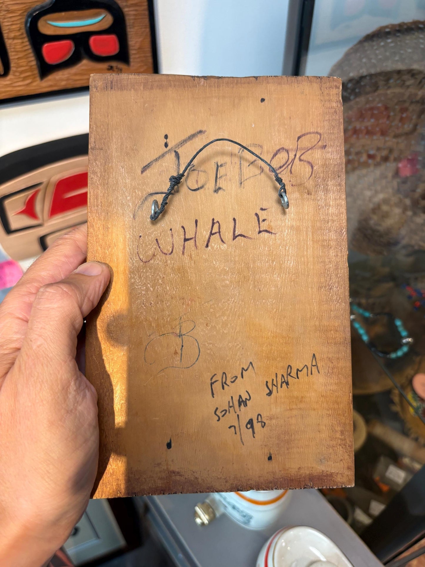 Beautiful 9 x 5 cedar plaque depicting a killer whale  indigenous first nations pacific north West Coast  RS