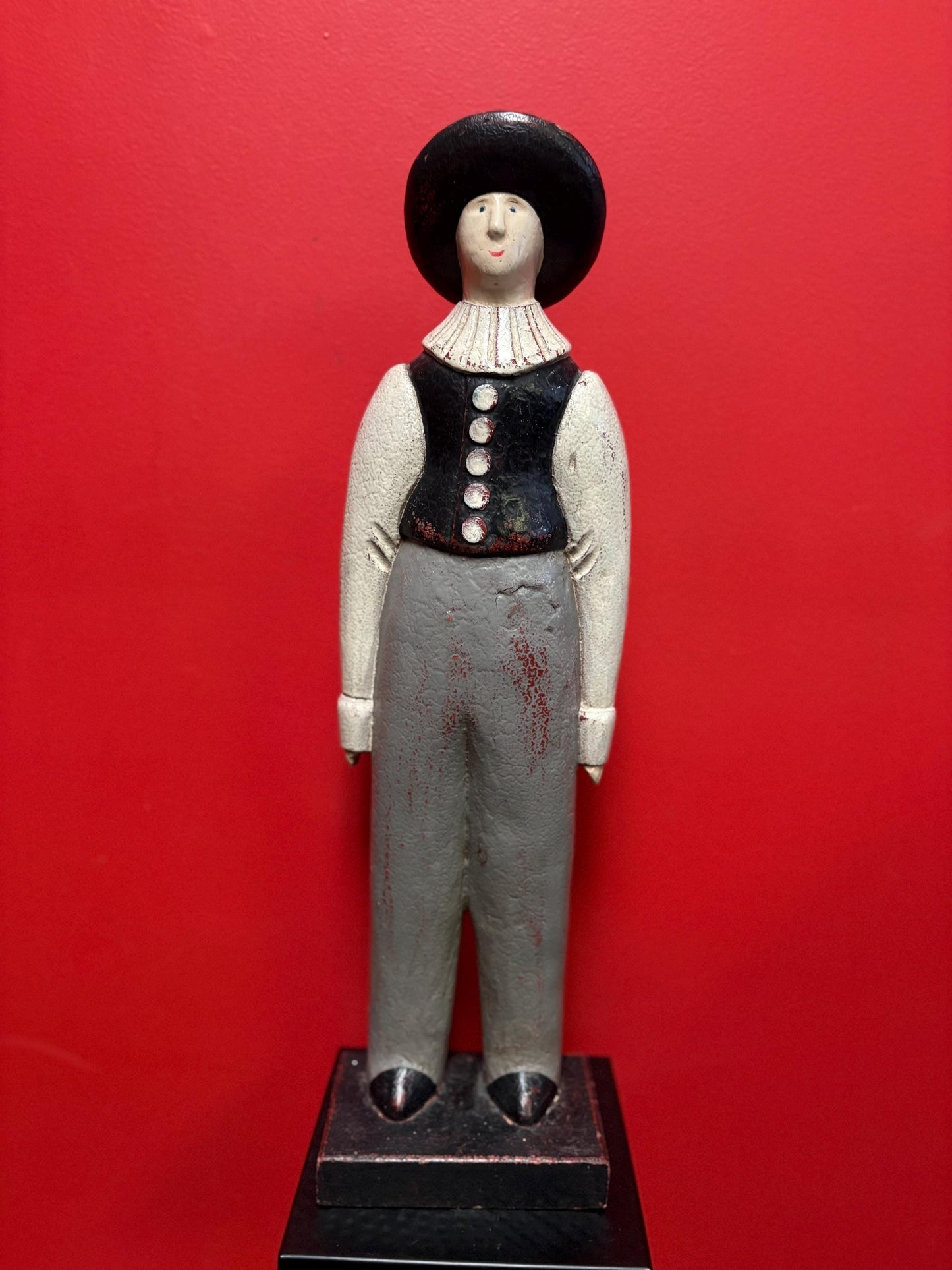 Beautiful older vintage heavy wooden folk art Amish statue of a man - approx 22 inches wow